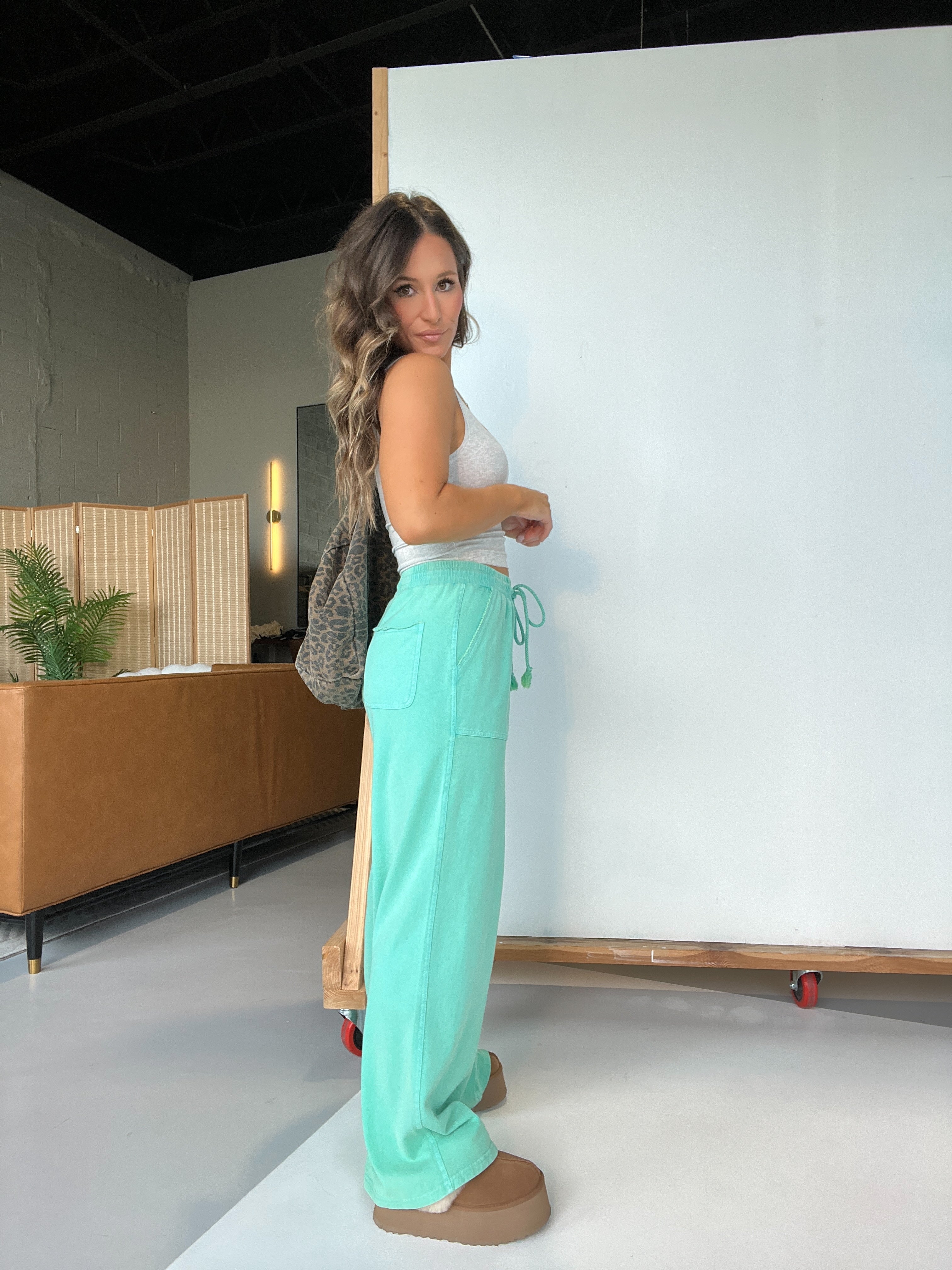 Bloome Wide Leg Pants Sea Foam