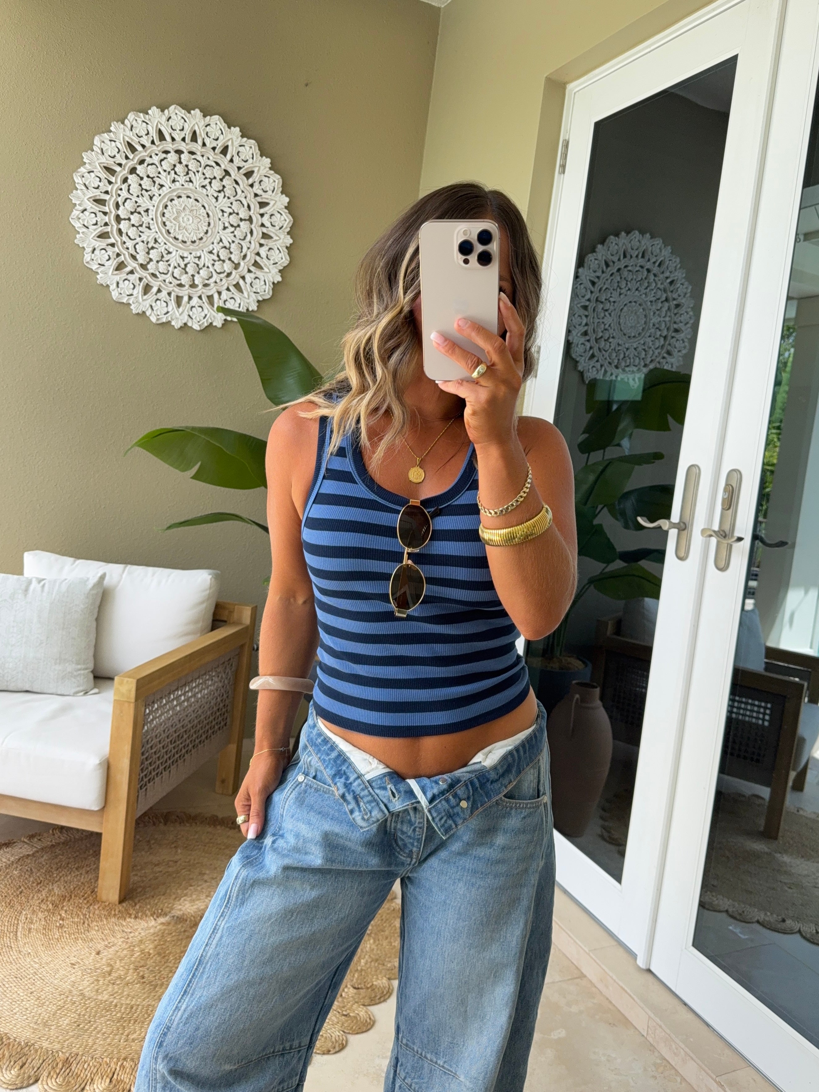 Parker Striped Tank Navy Multi