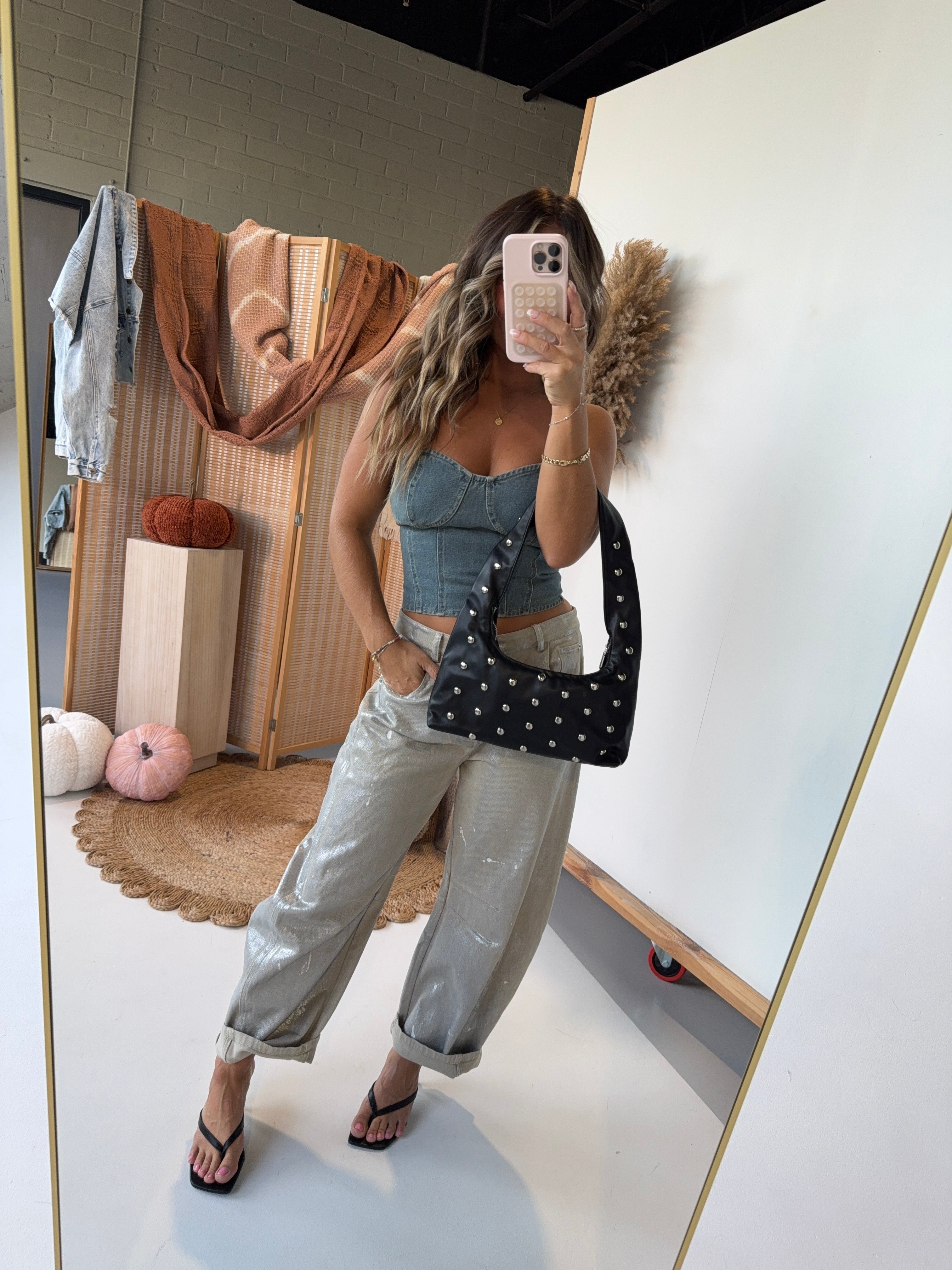 Fall Air Denim Bustier Top