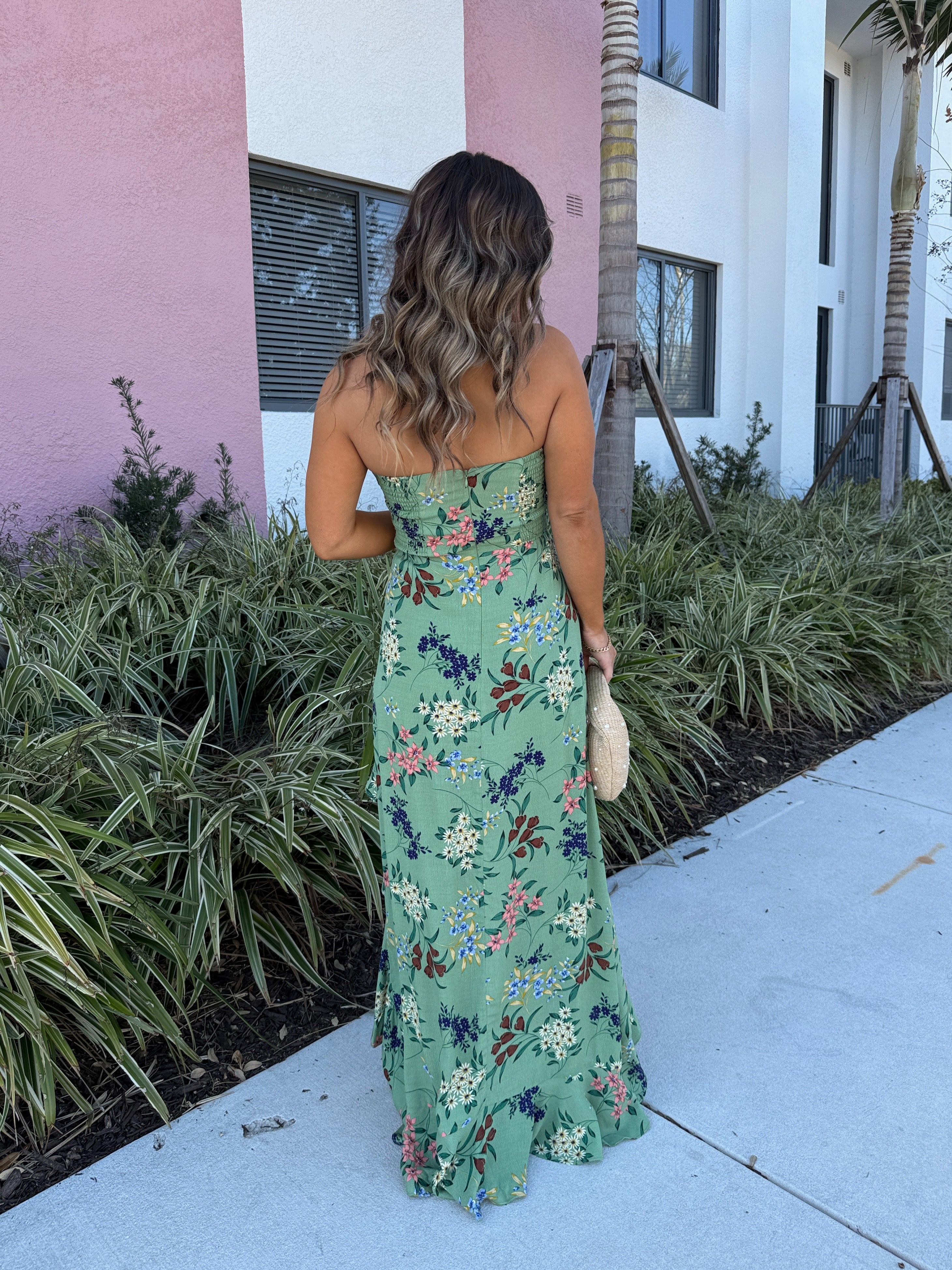 Delicate Timing Floral Maxi Dress Sage Multi