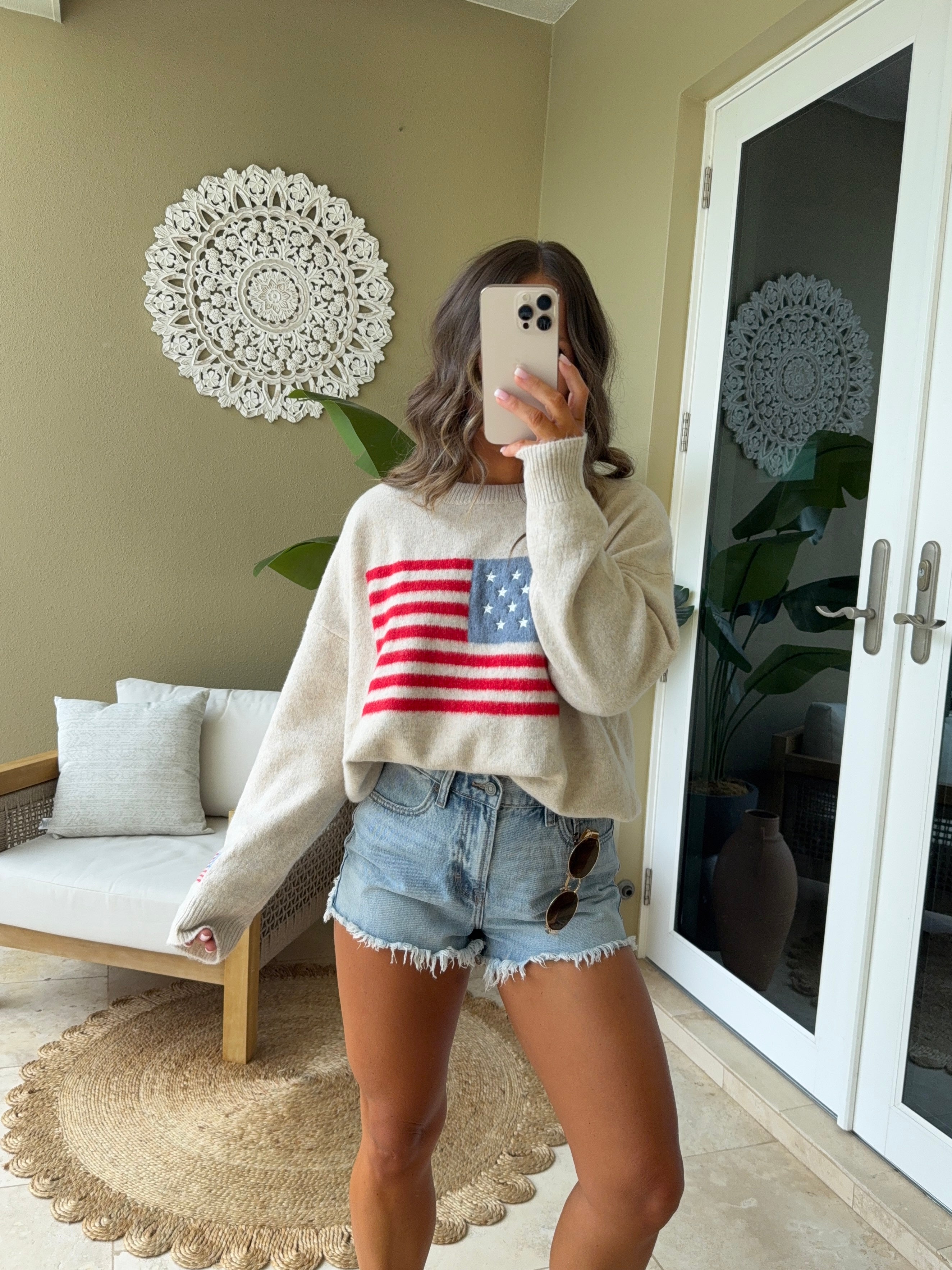 Red, White & You Flag Sweater Oatmeal