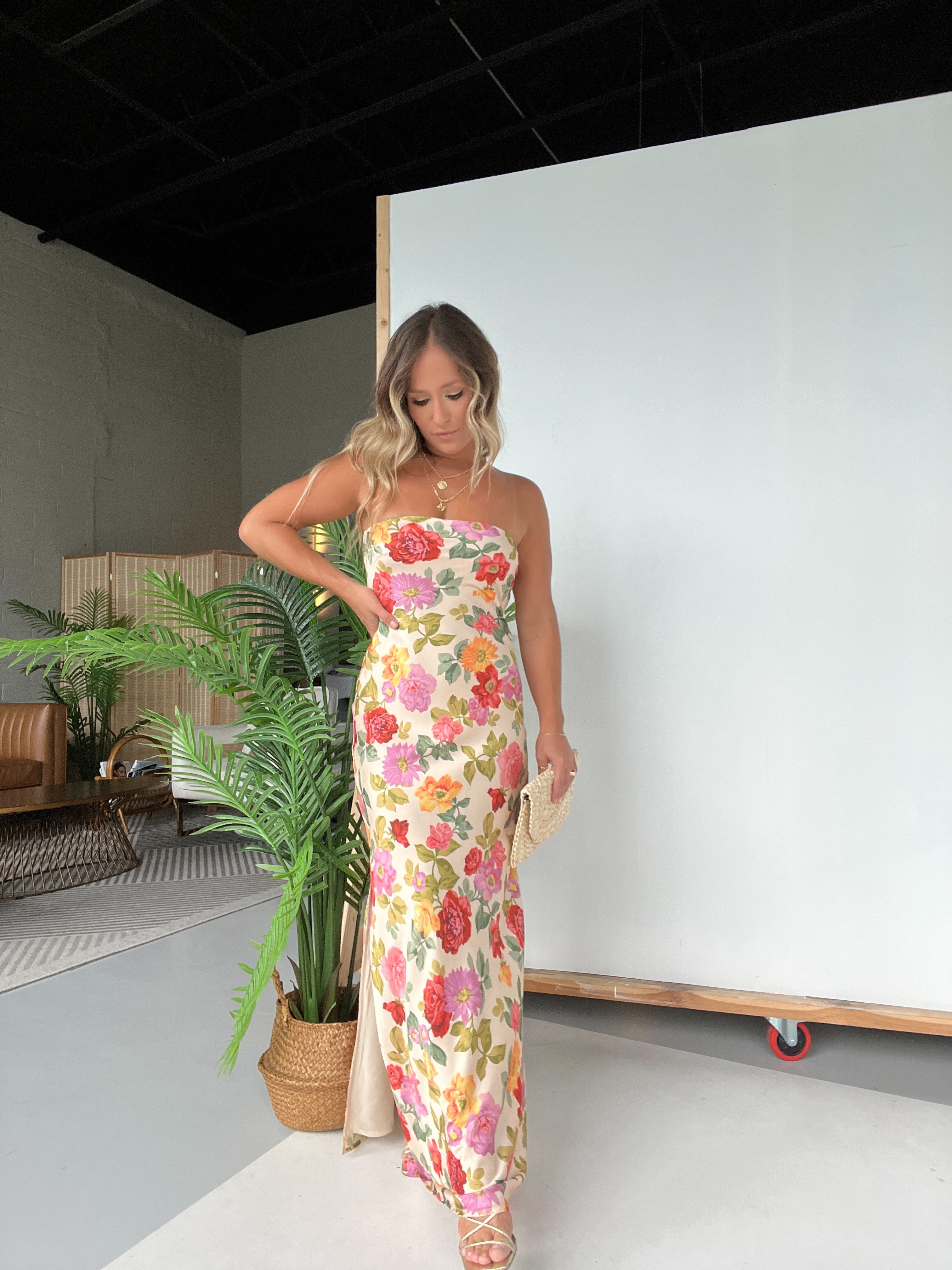 Hot Summer Nights Satin Maxi Dress Multi