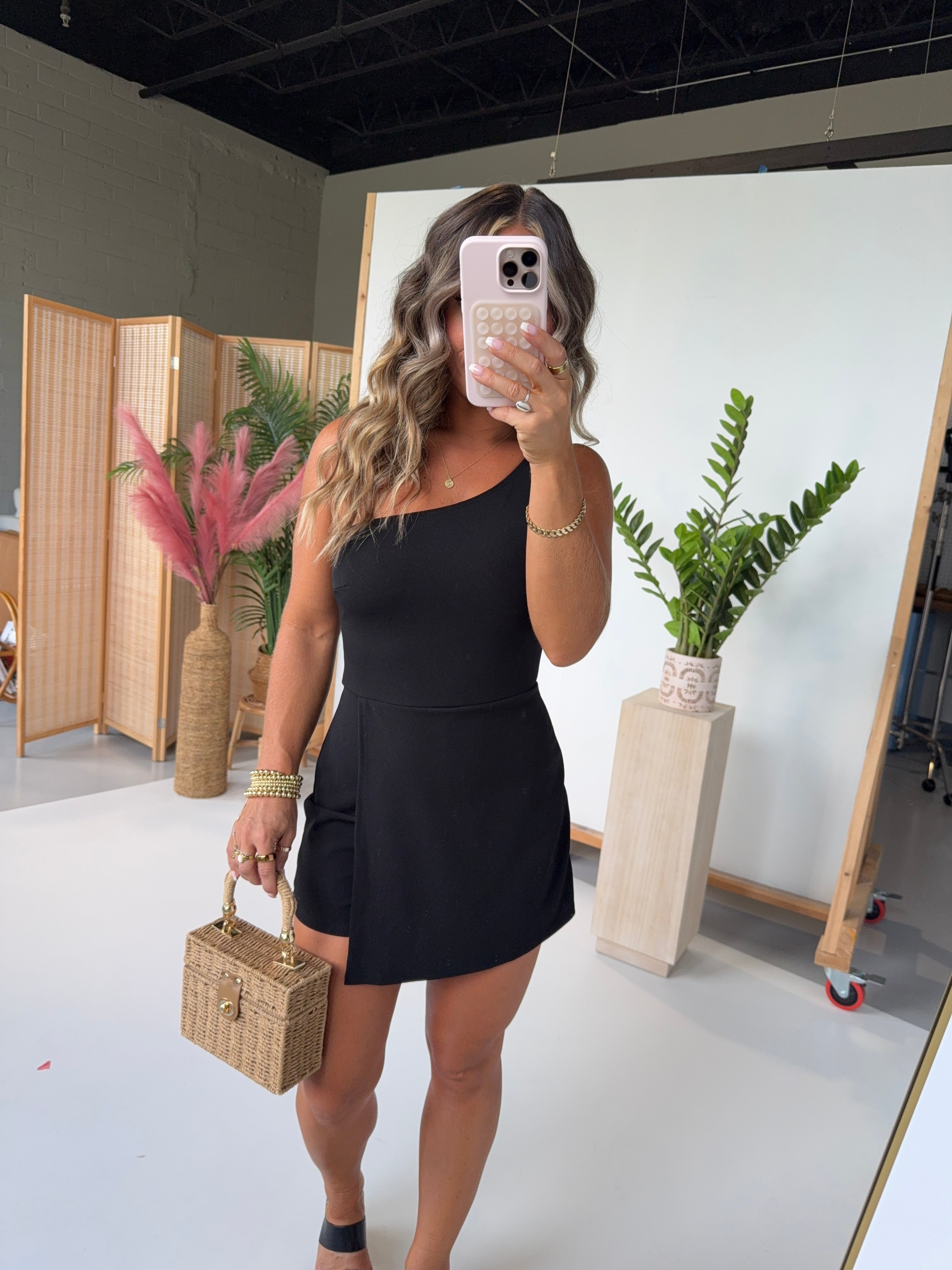 Deeply Rooted One Shoulder Romper Black