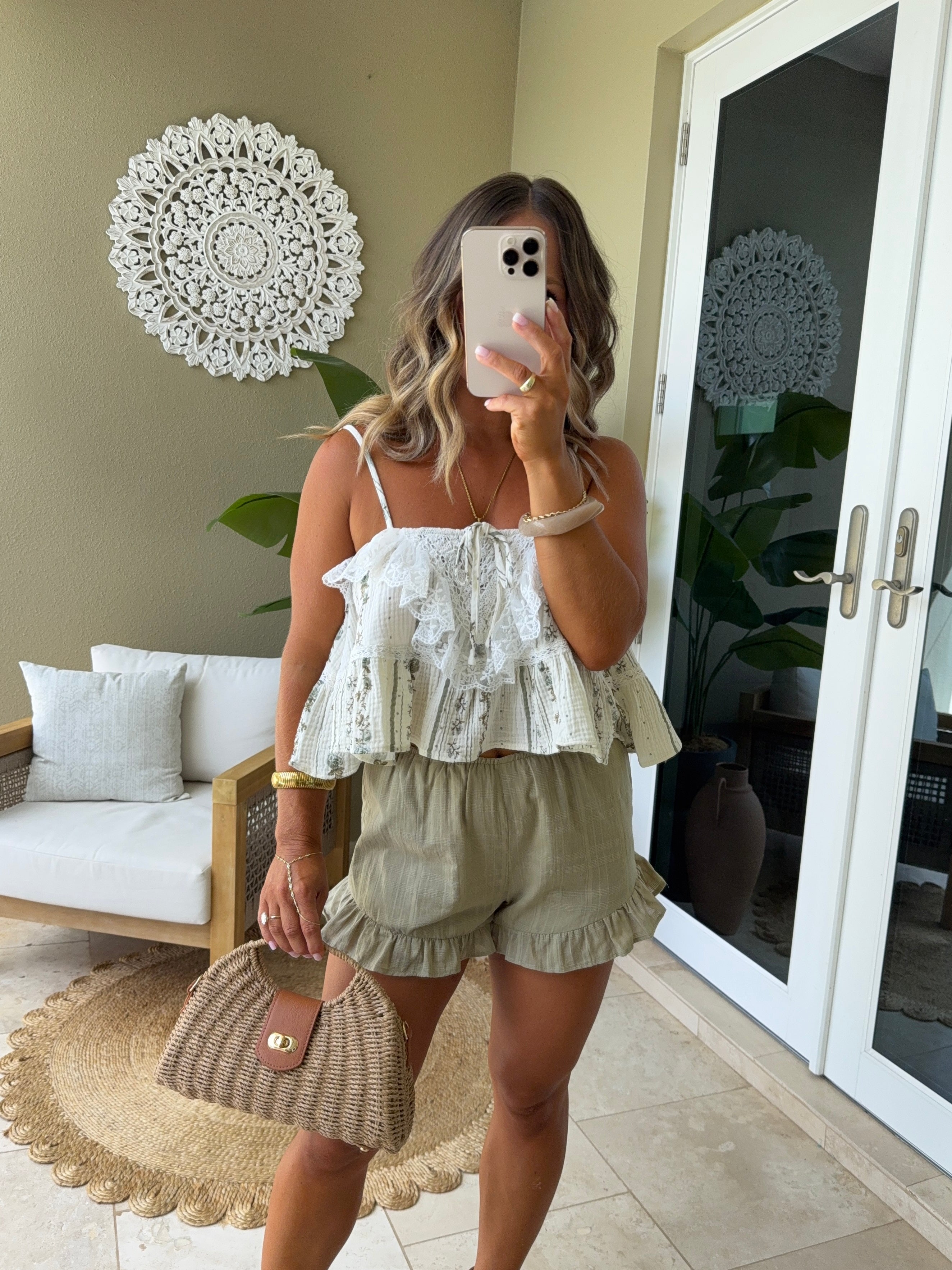 Meadow Breeze Floral Lace Tank Cream