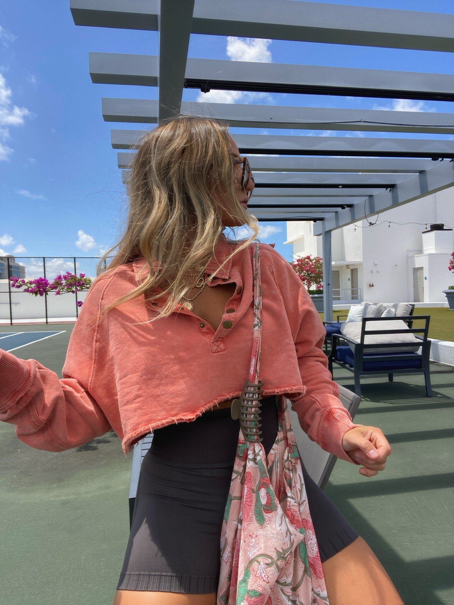 FP Dupe Cropped Sweatshirt Coral