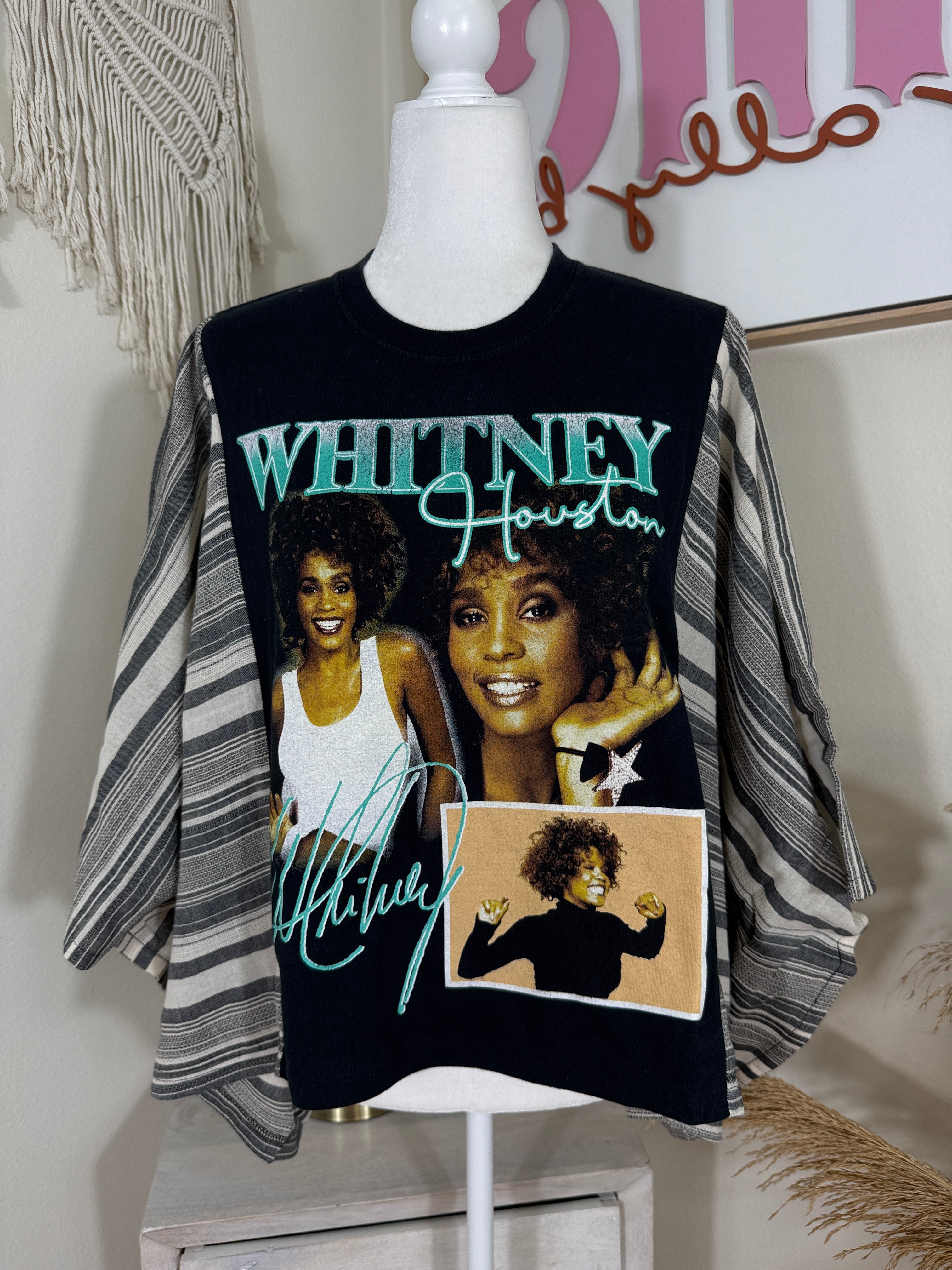 Whitney Houston Mix & Match Tee Black Stripe