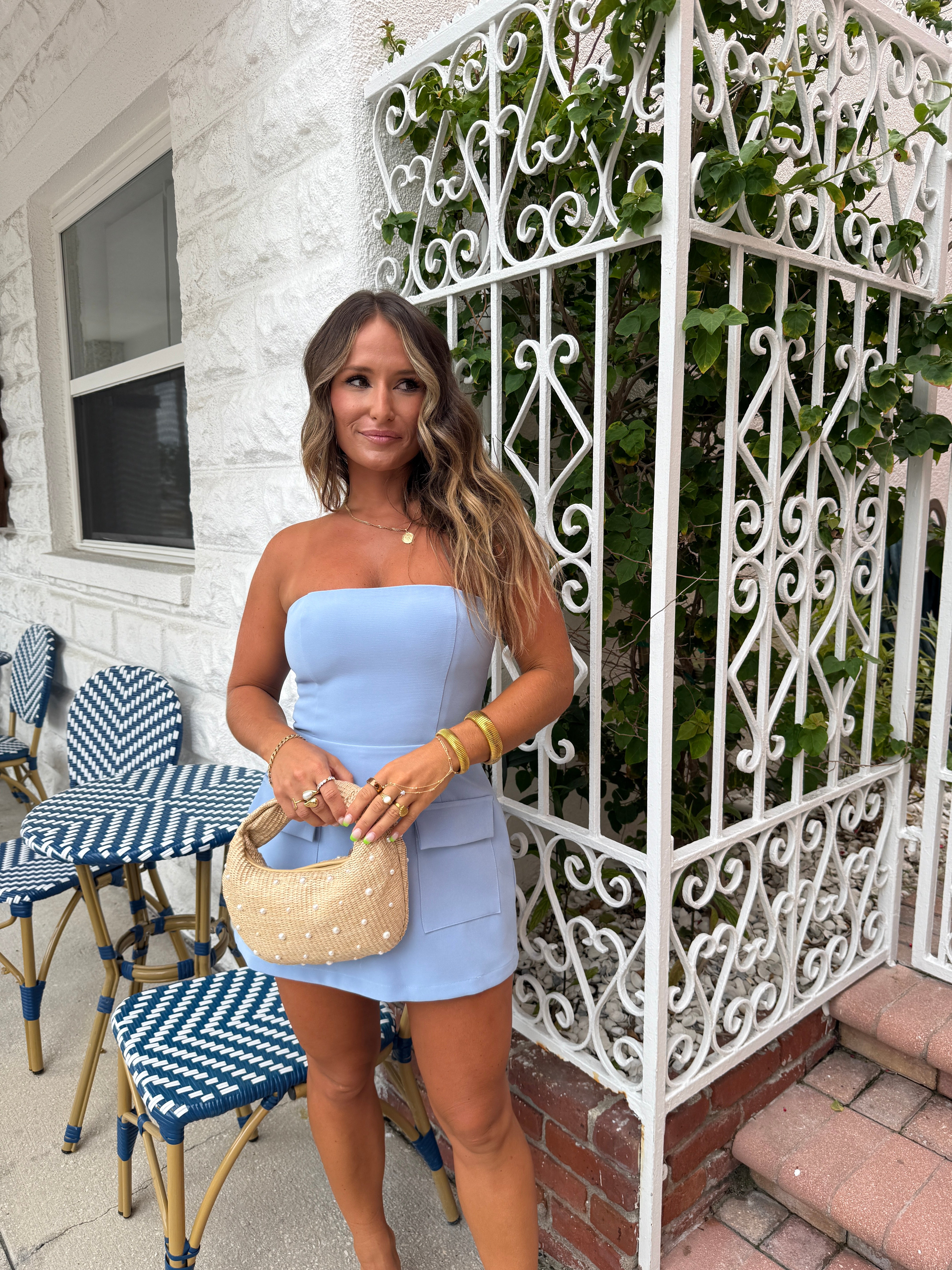 Sunday Brunch Romper Dress Light Blue