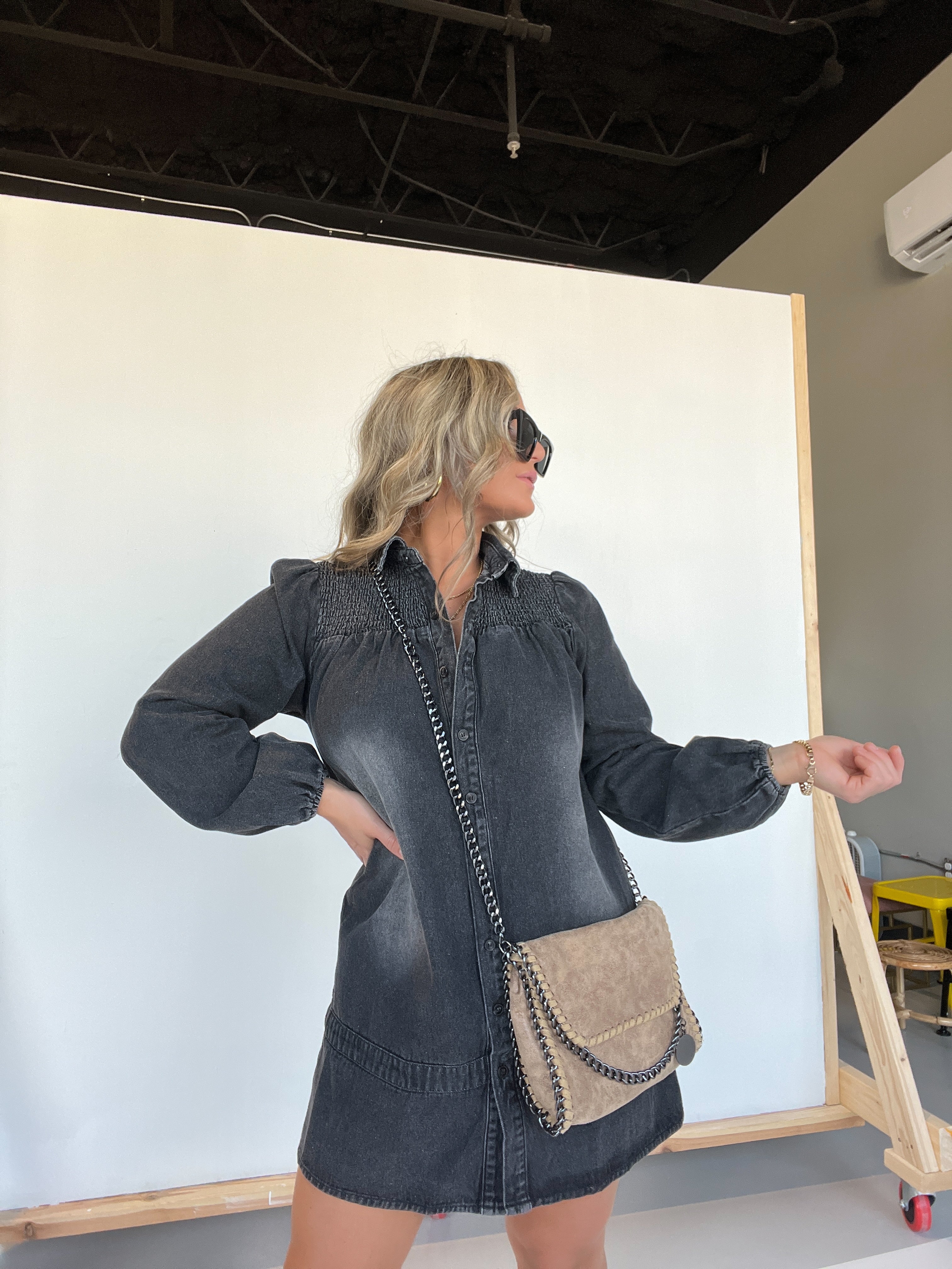Cheyenne Denim Dress Washed Black