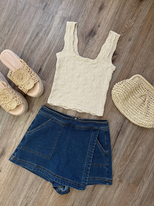 Serene Embossed Tank Cream