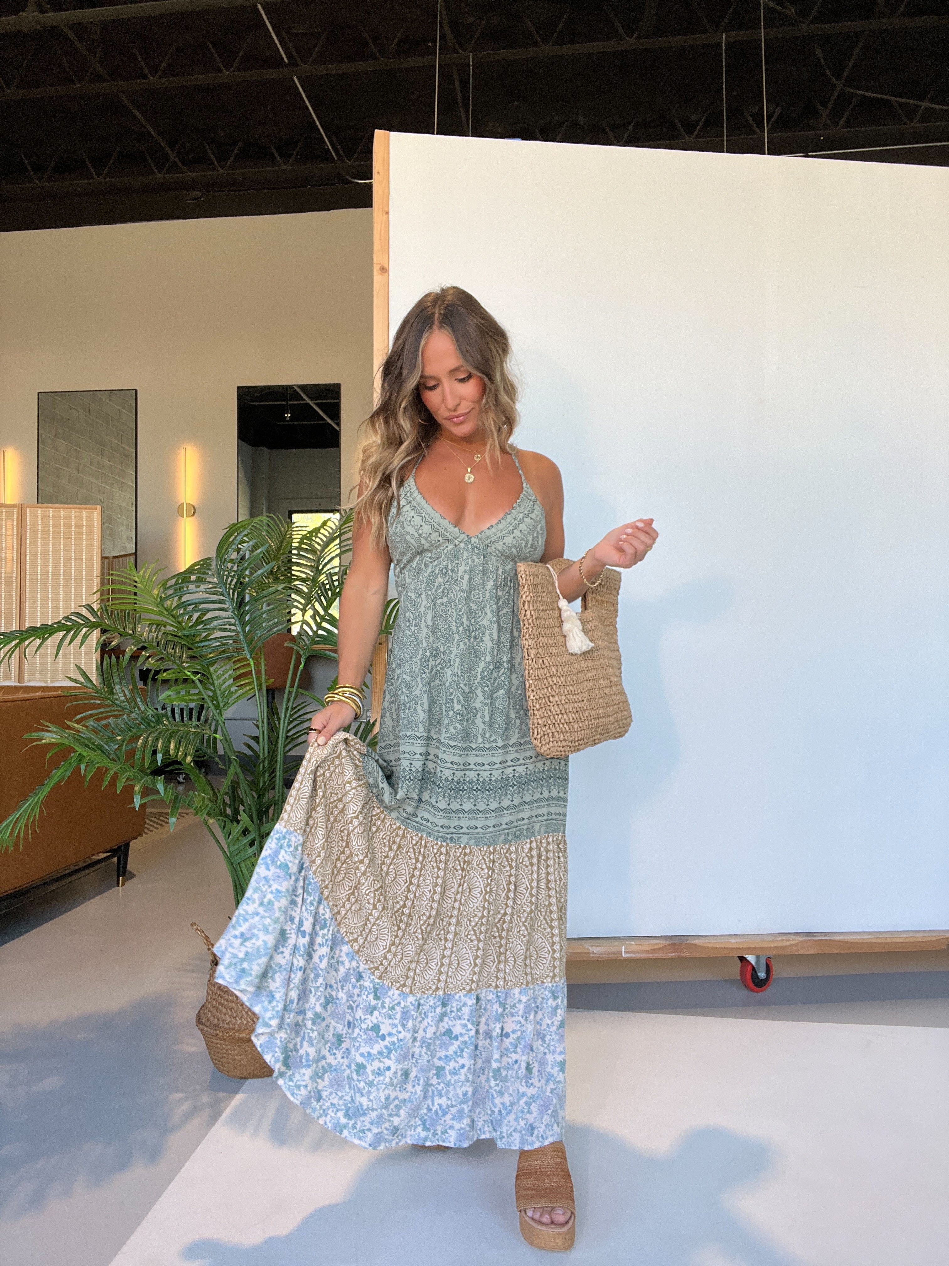 Dawn Before Daylight Tiered Maxi Dress Jade