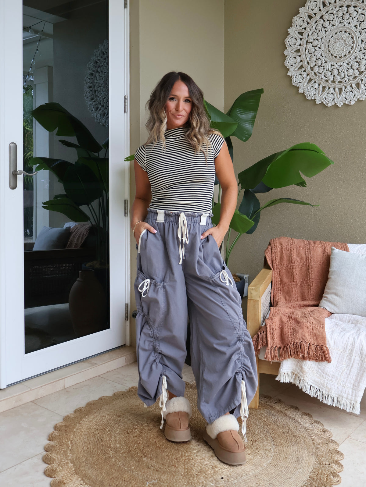 Field Goal Boho Joggers Blue Grey