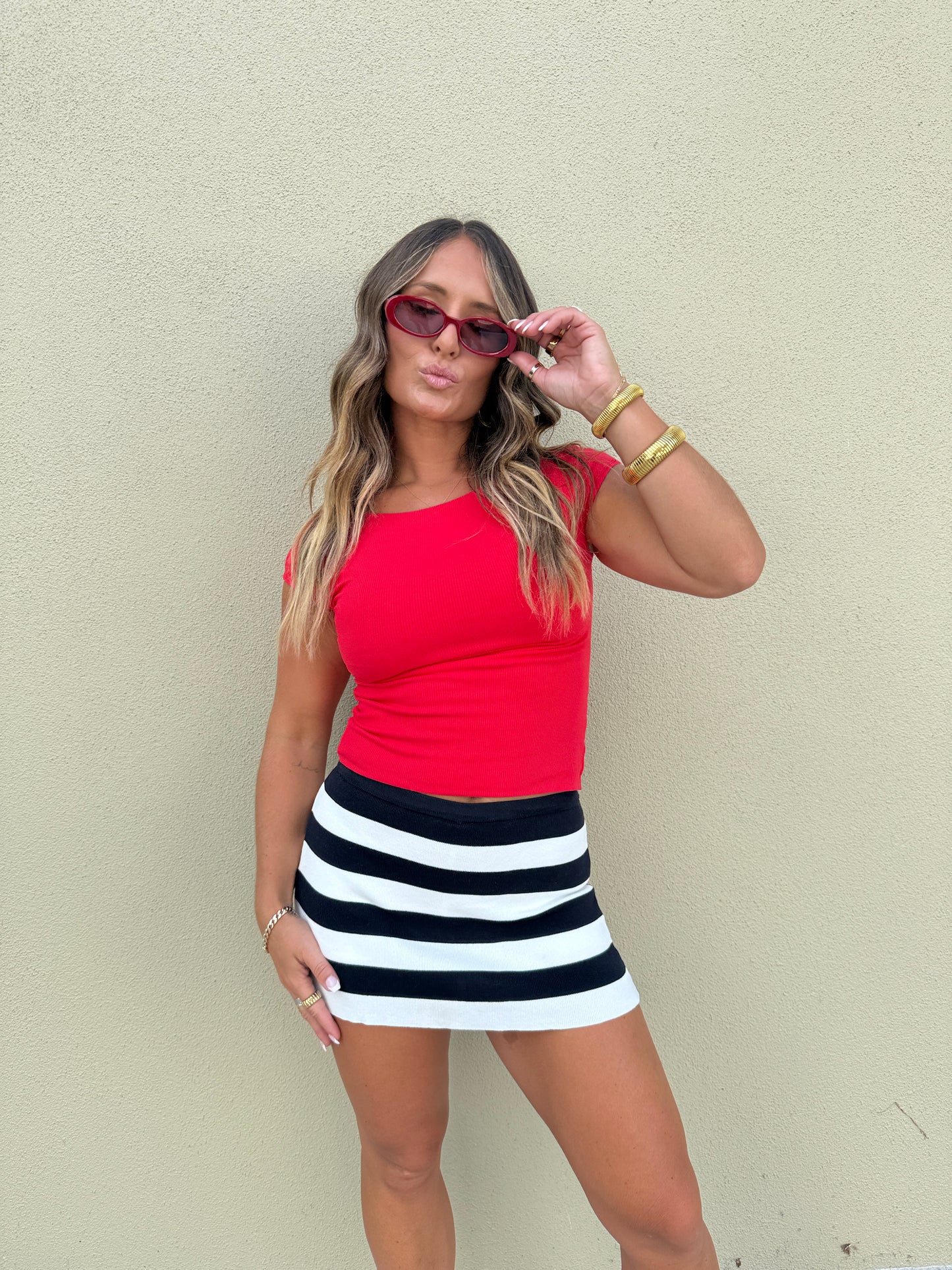 Liberty Striped Mini Skort Navy
