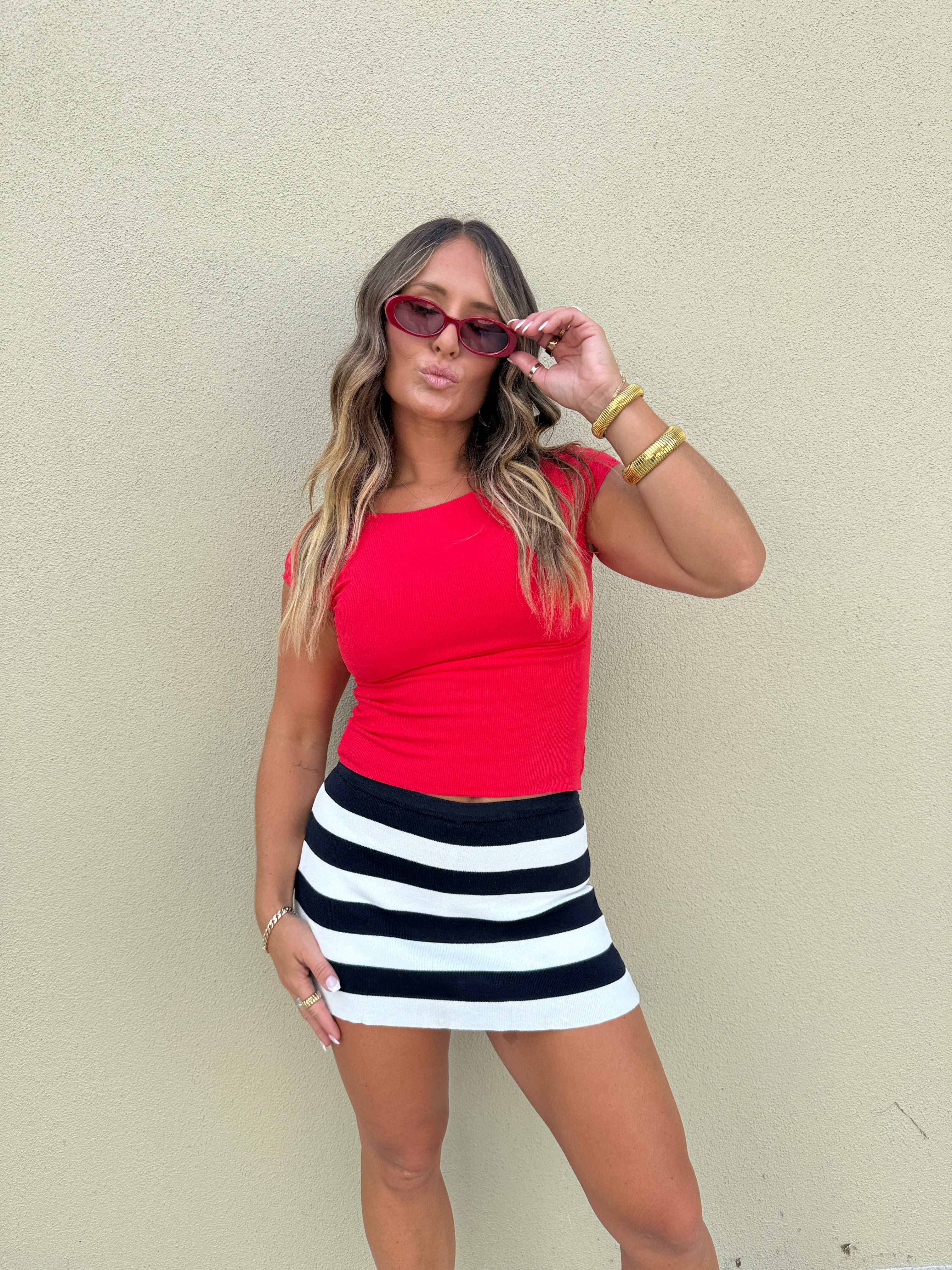 Liberty Striped Mini Skort Navy