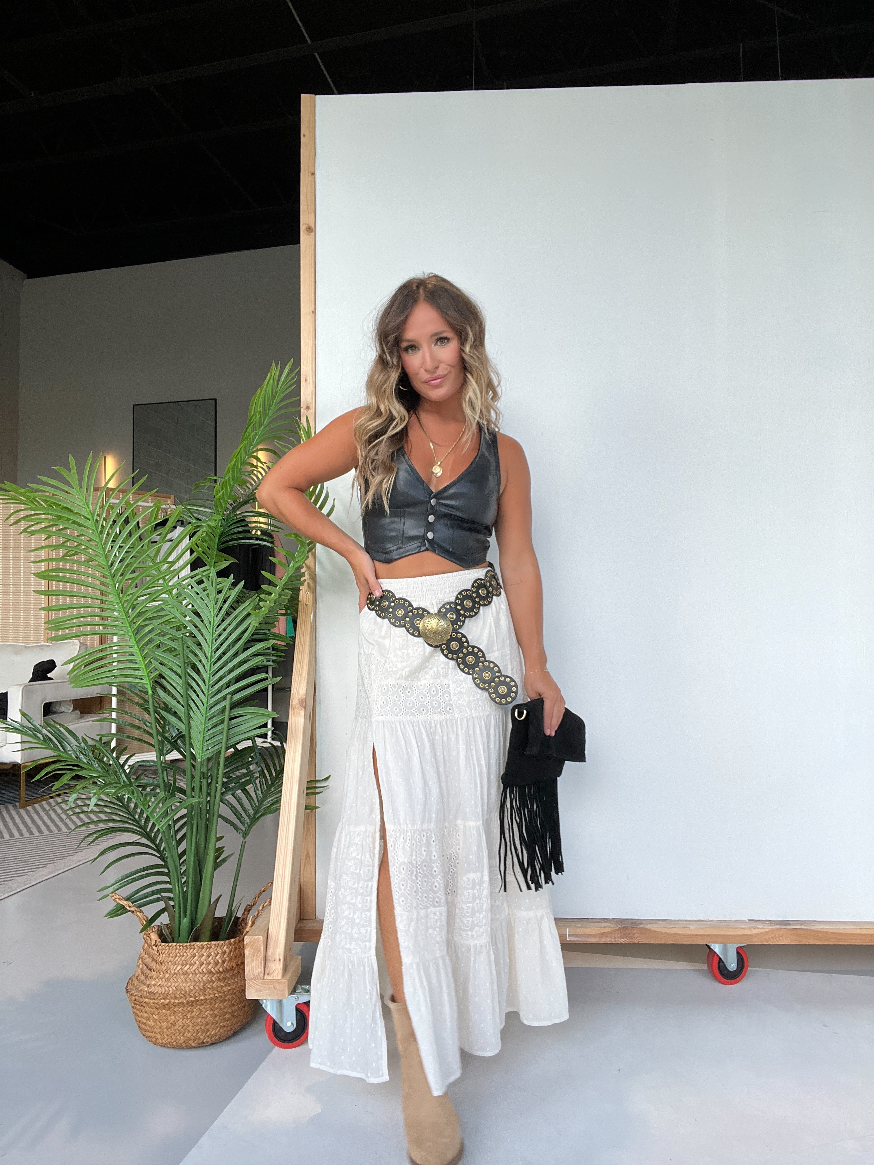 Harvest Patchwork Maxi Skirt Natural