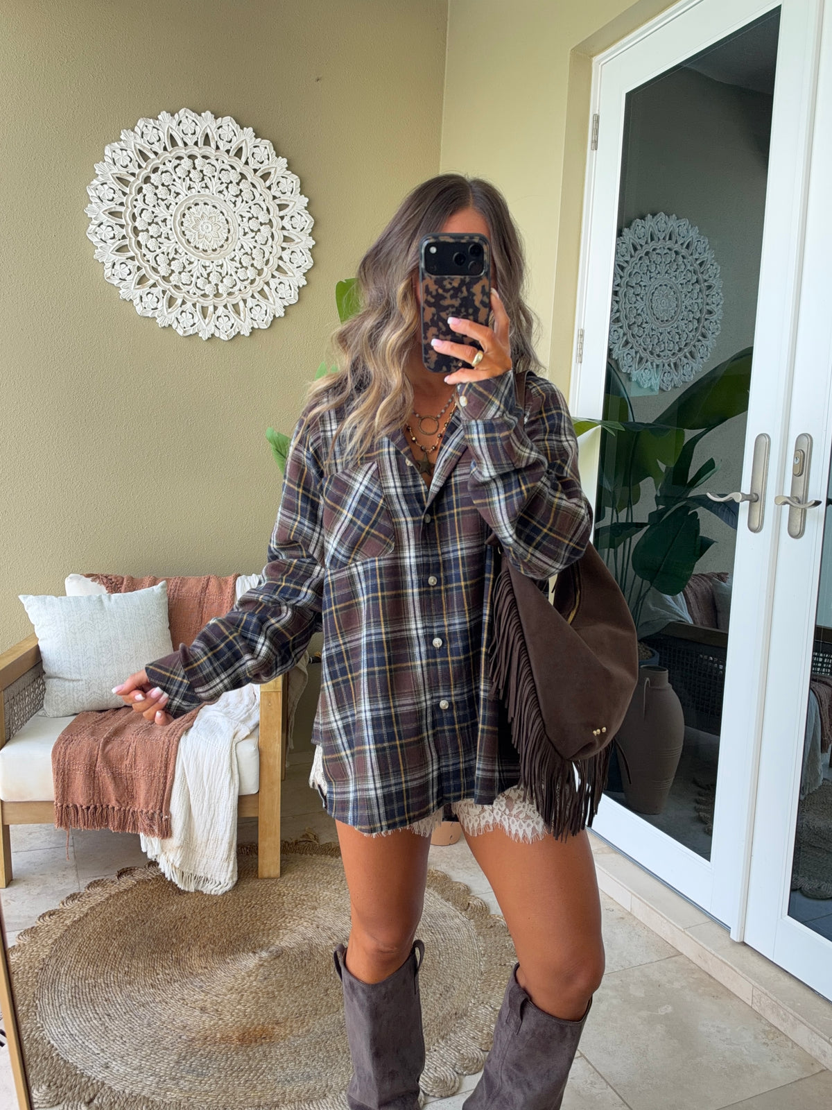 Maple Grove Fringe Slouchy Bag Chocolate