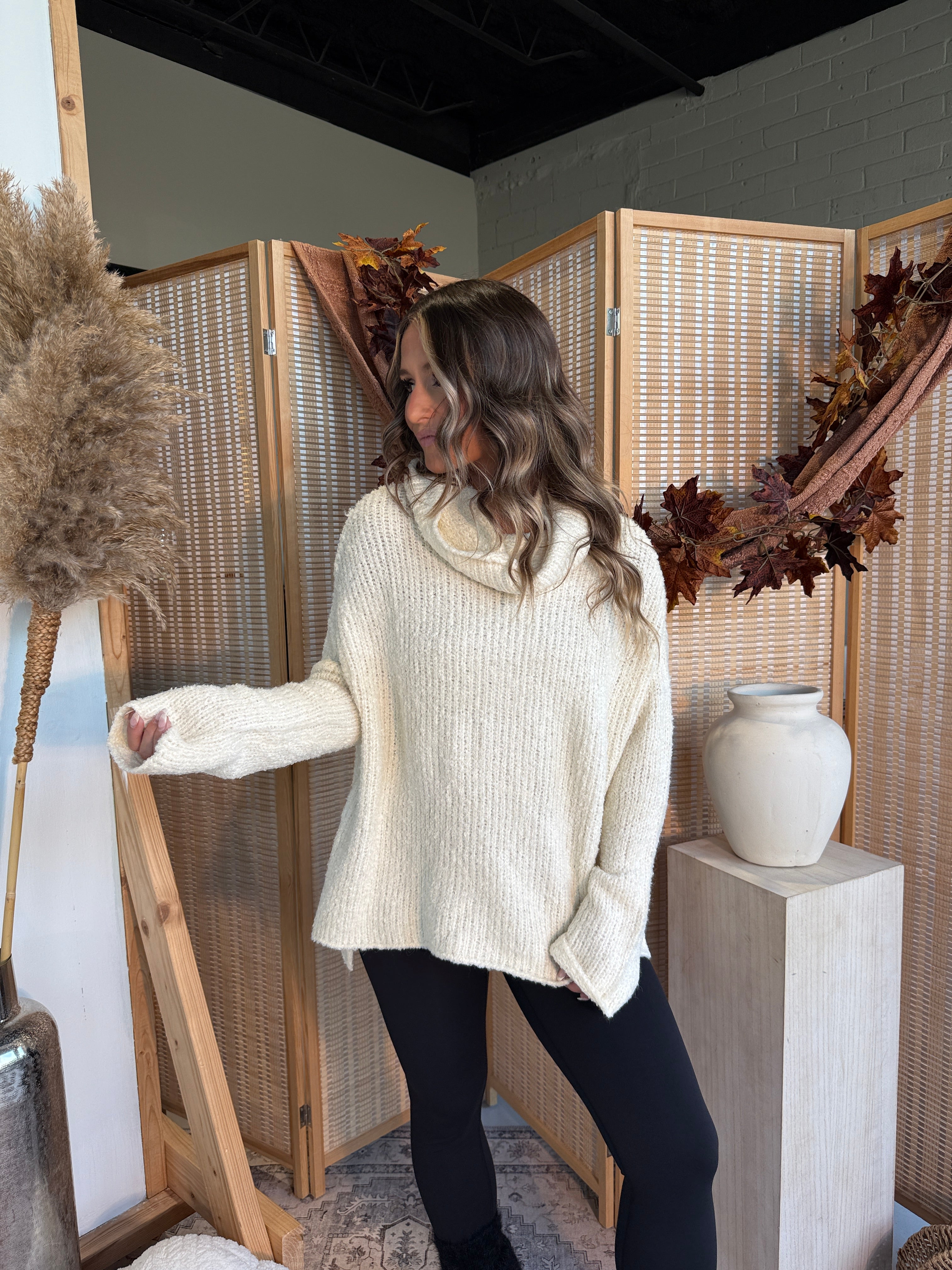 On the Go Cowl Neck Sweater Vanilla