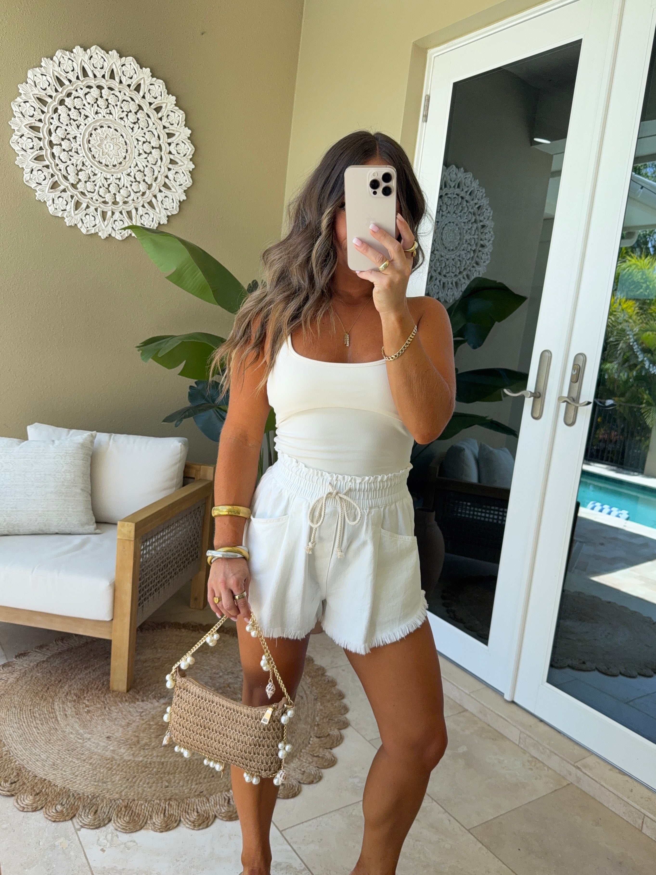 Runaway High Rise Denim Shorts White