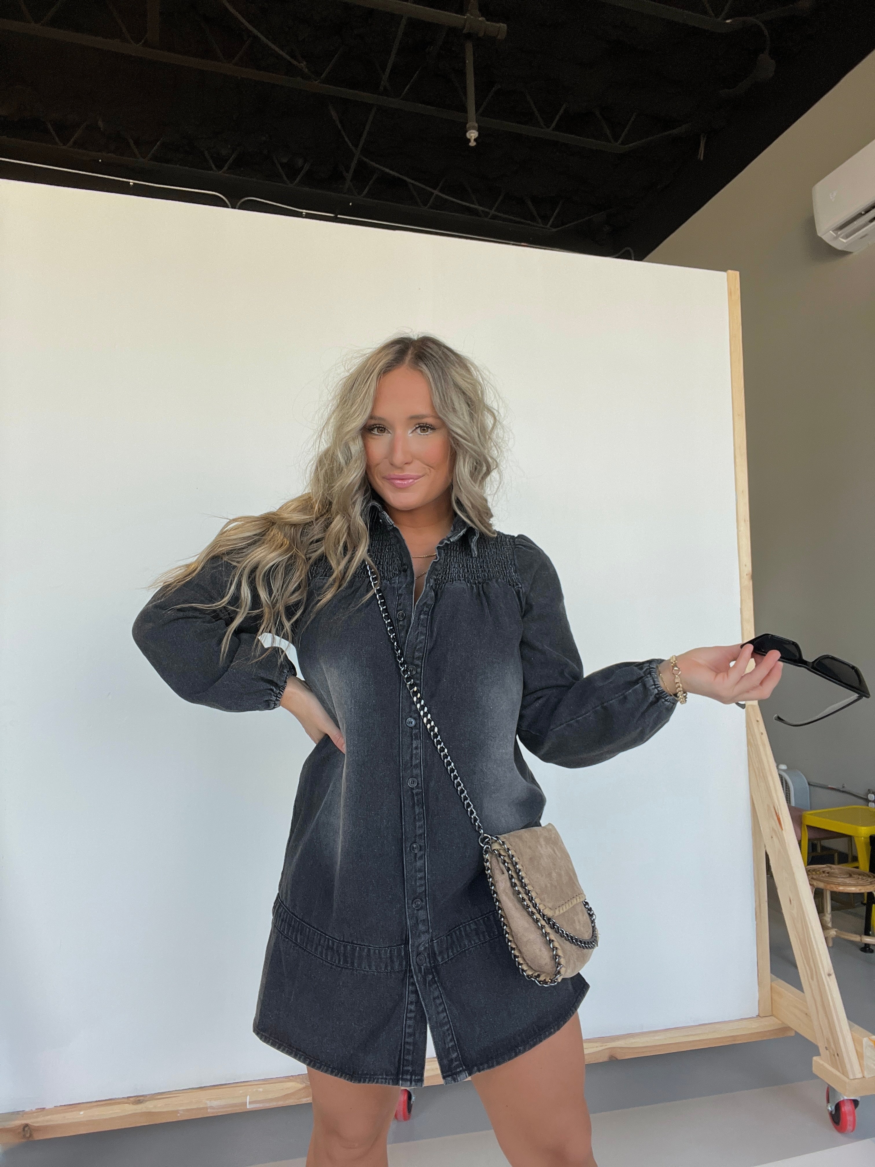 Cheyenne Denim Dress Washed Black