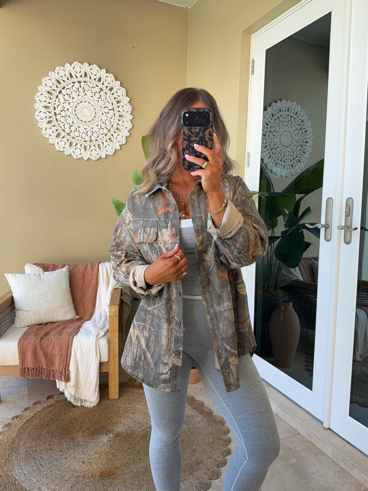 Fall Foliage Button Down Camo/Denim