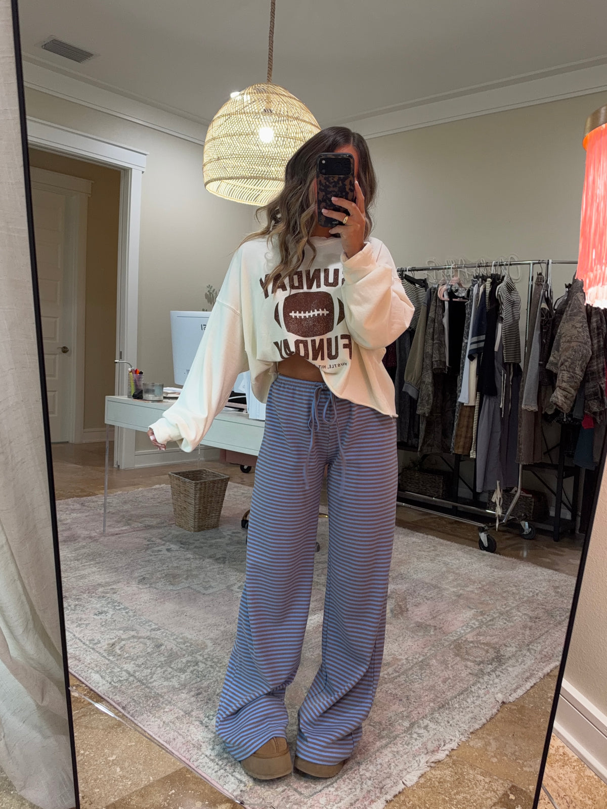 Off-Campus Striped Lounge Pants Blue/Brown