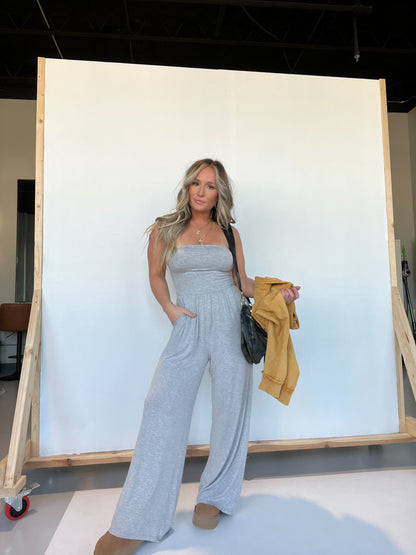 Tempo Tube Top Jumpsuit Heather Grey