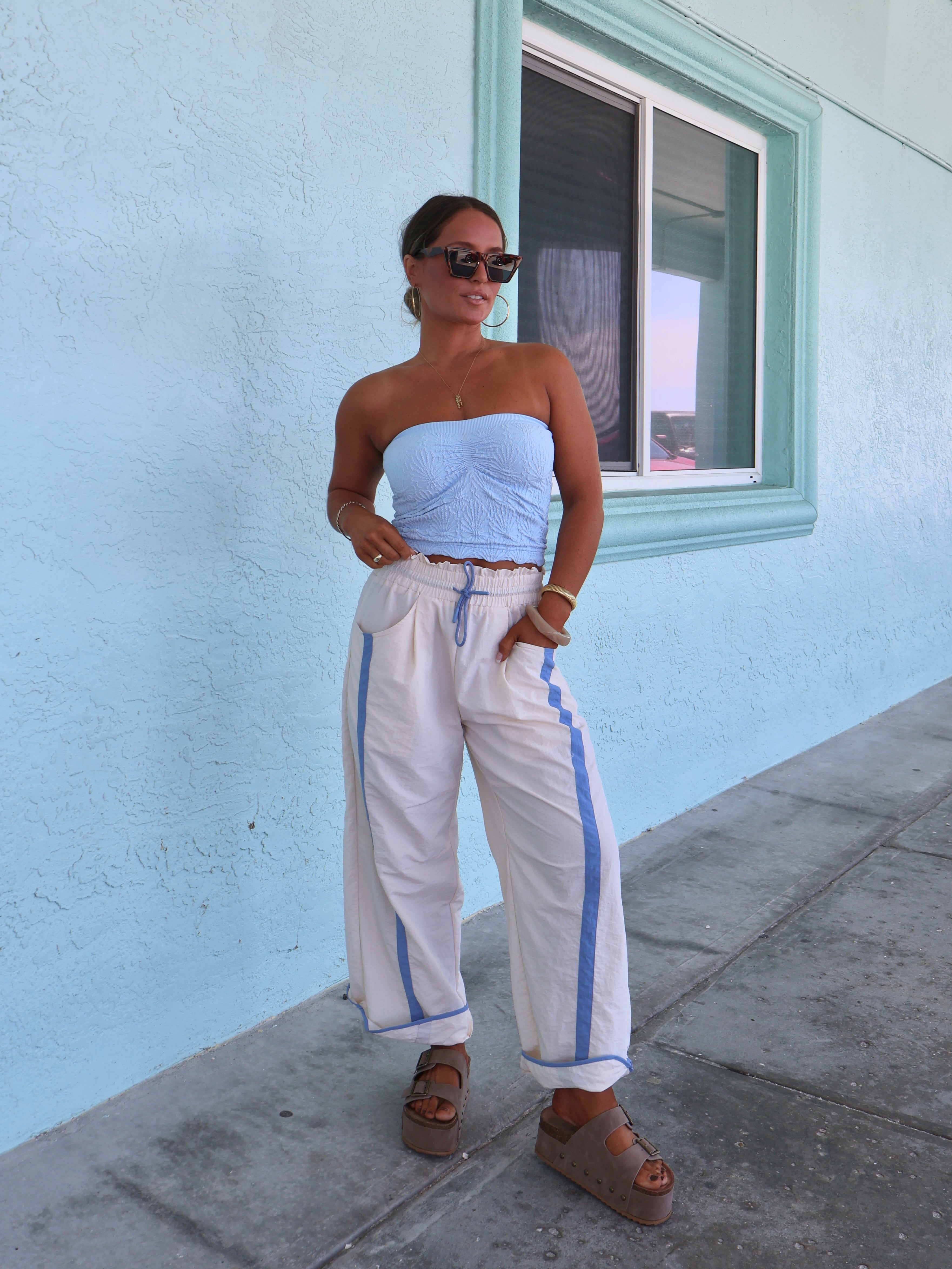 We The Free Parachute Pants Cream/Blue