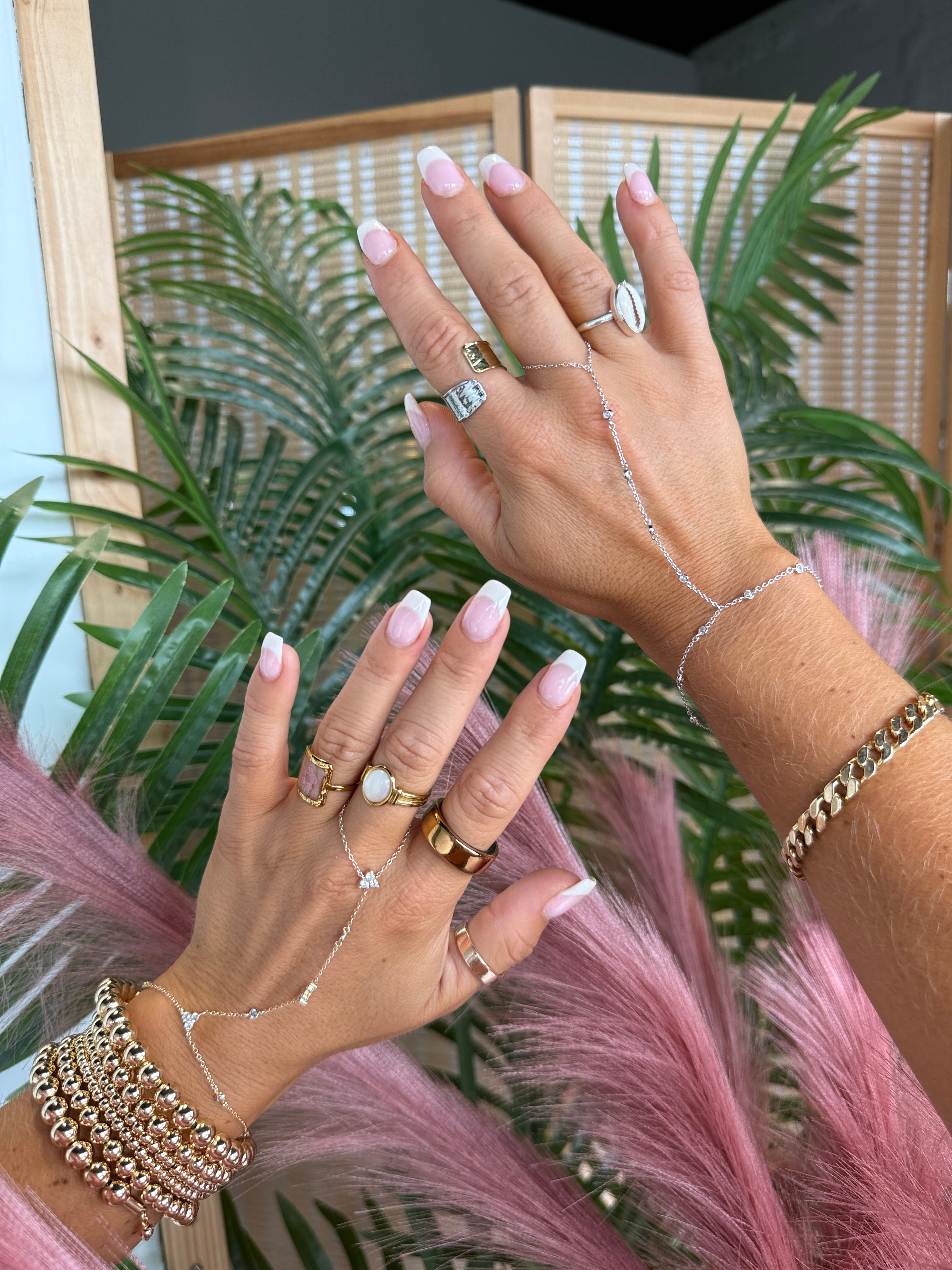 Yardie Hand Chain Bracelet Silver