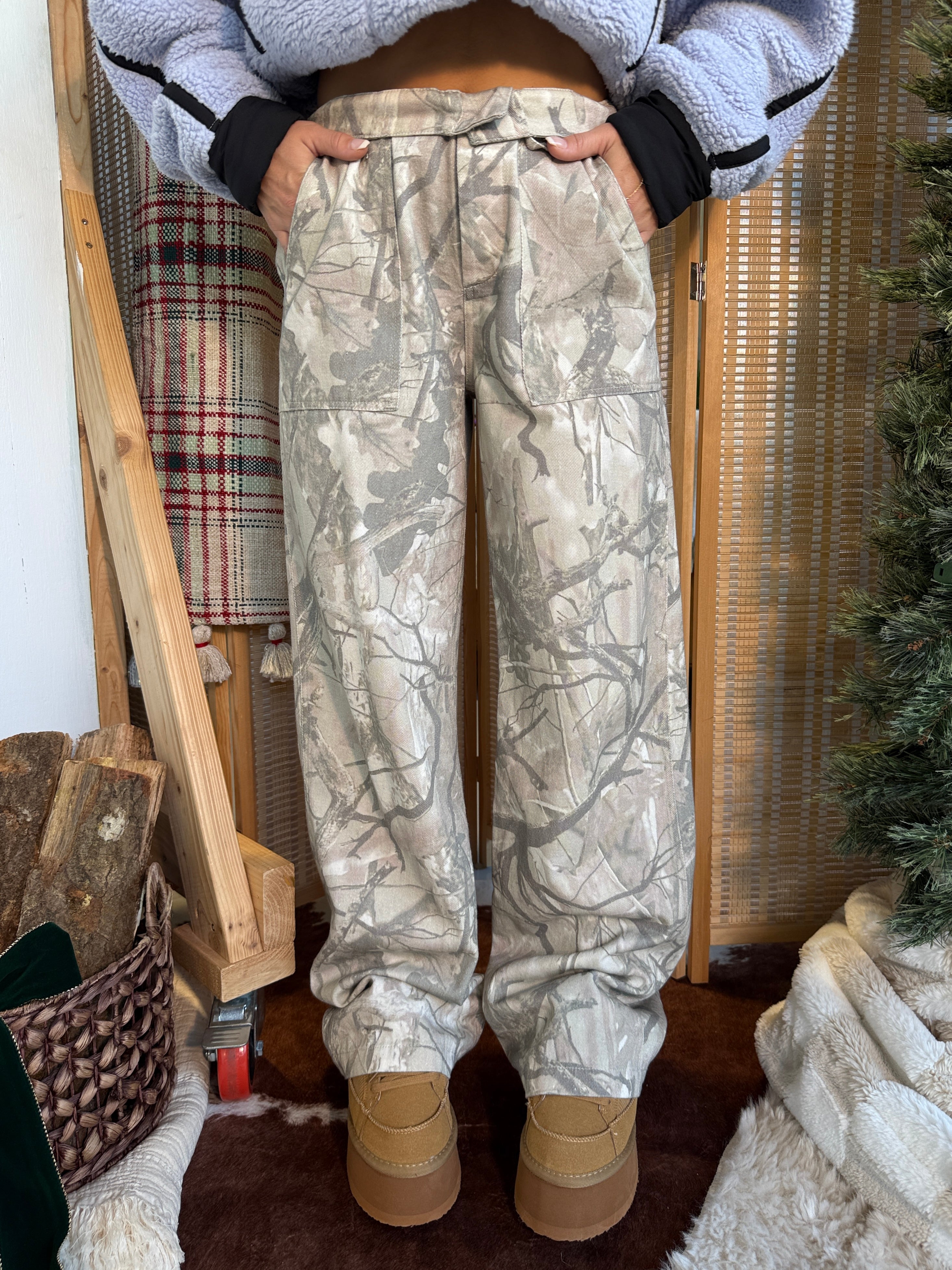 Woodlen High Waisted Camo Cargos