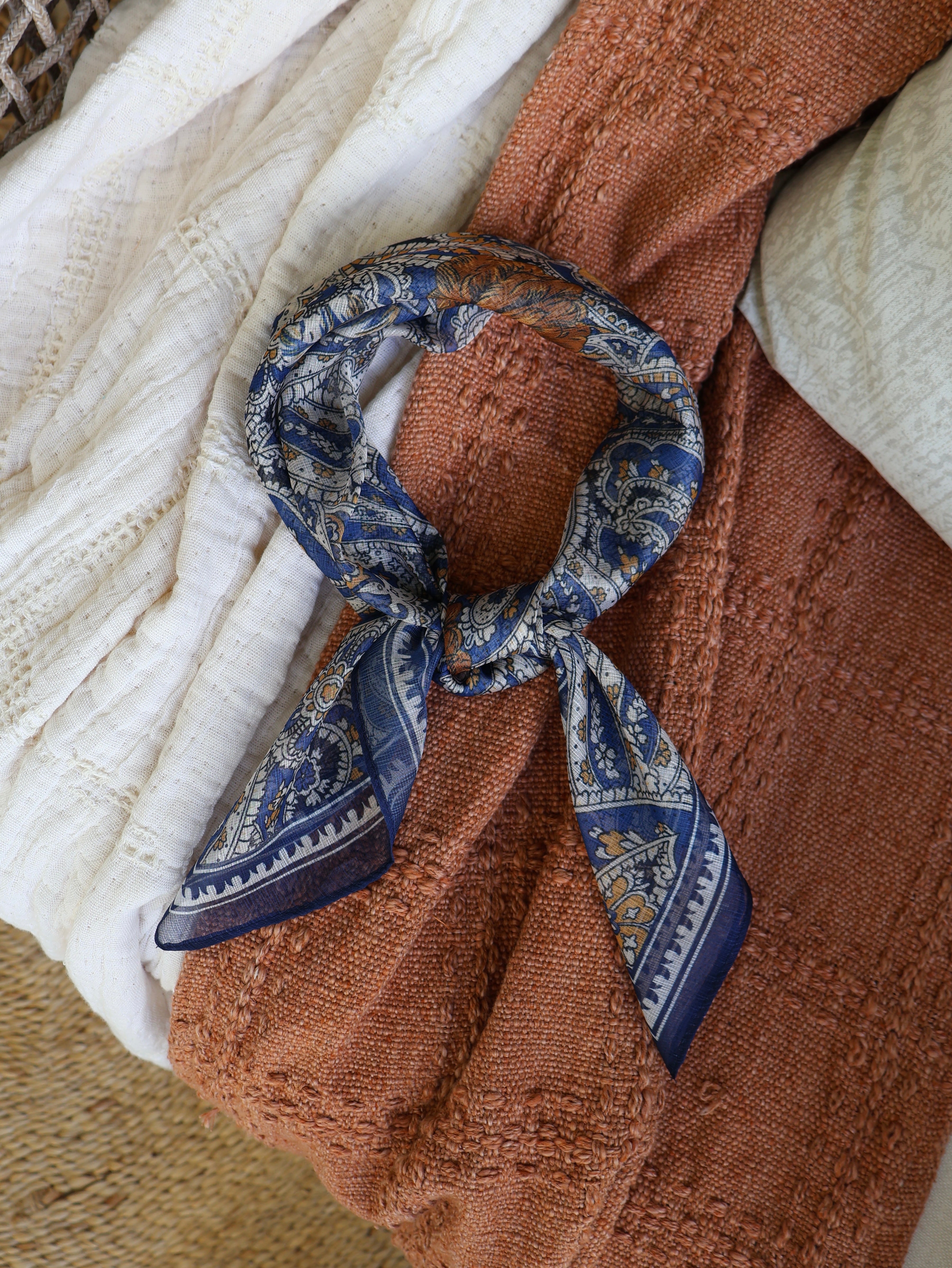Bohemian Muse Scarf Blue Paisley