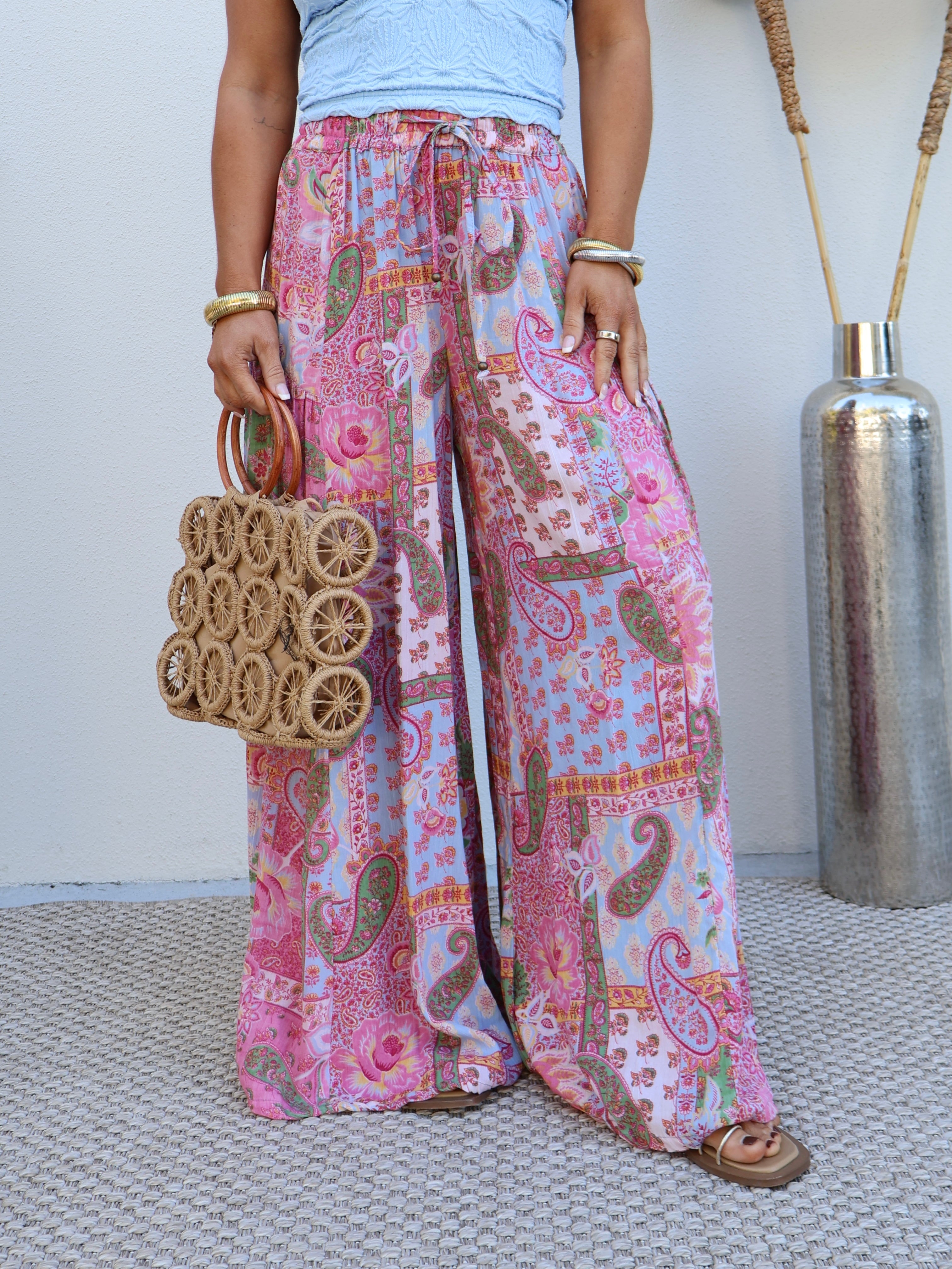 Forever Eyes Boho Pants Fuchsia