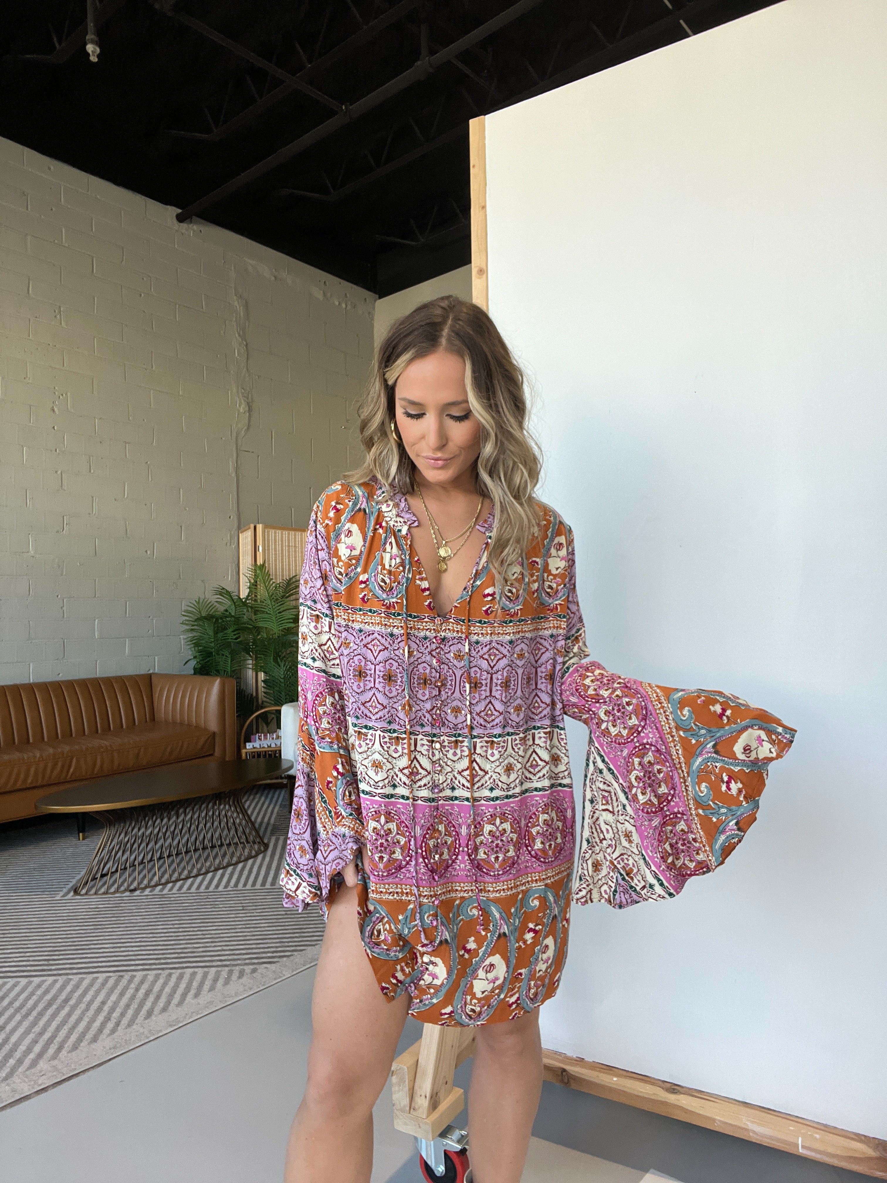Alexandra Boho Flare Sleeve Dress