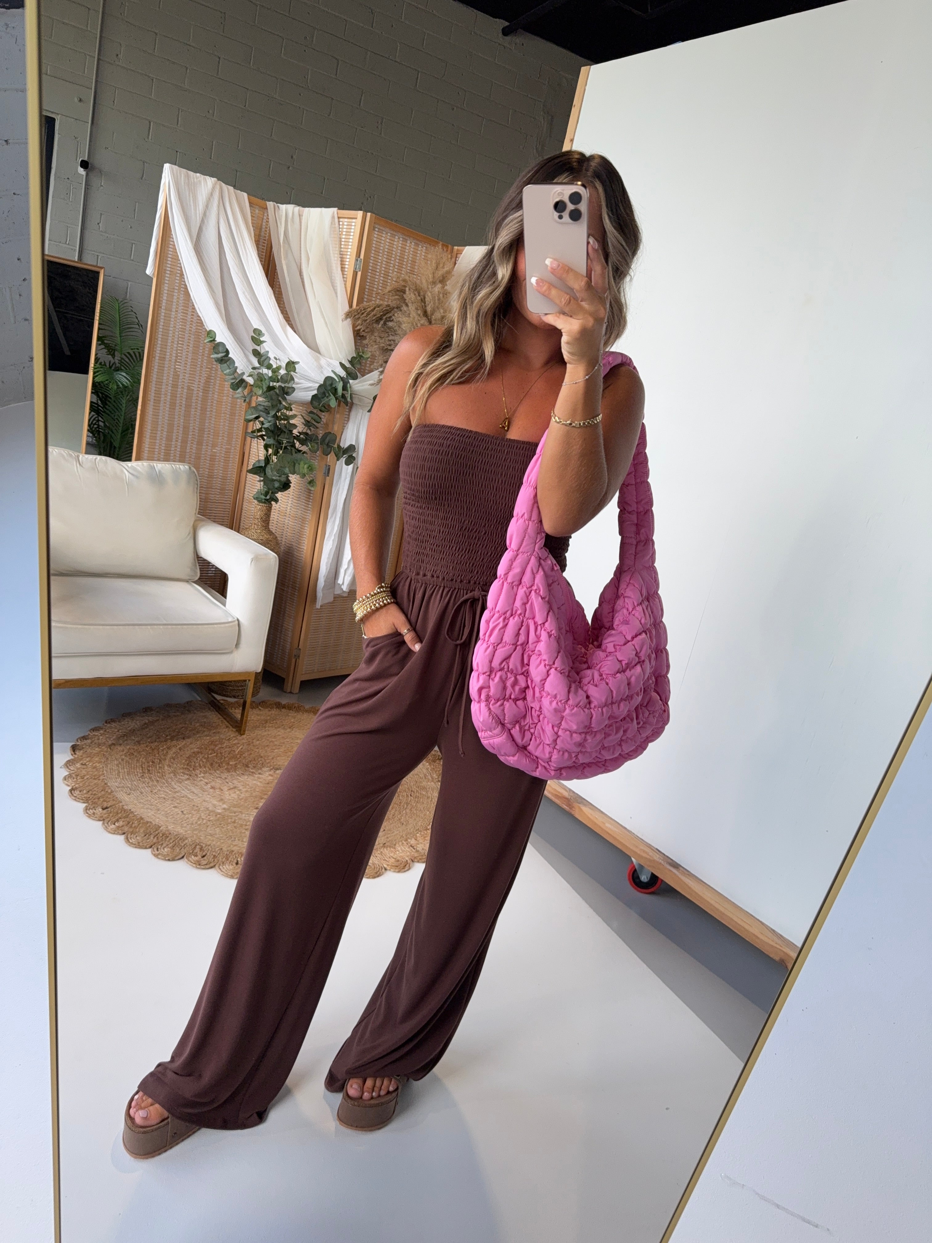 Ocean Breeze Tube Top Jumpsuit Brown