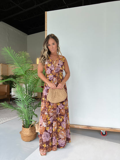 Within Fall Floral Maxi Dress Brown Multi