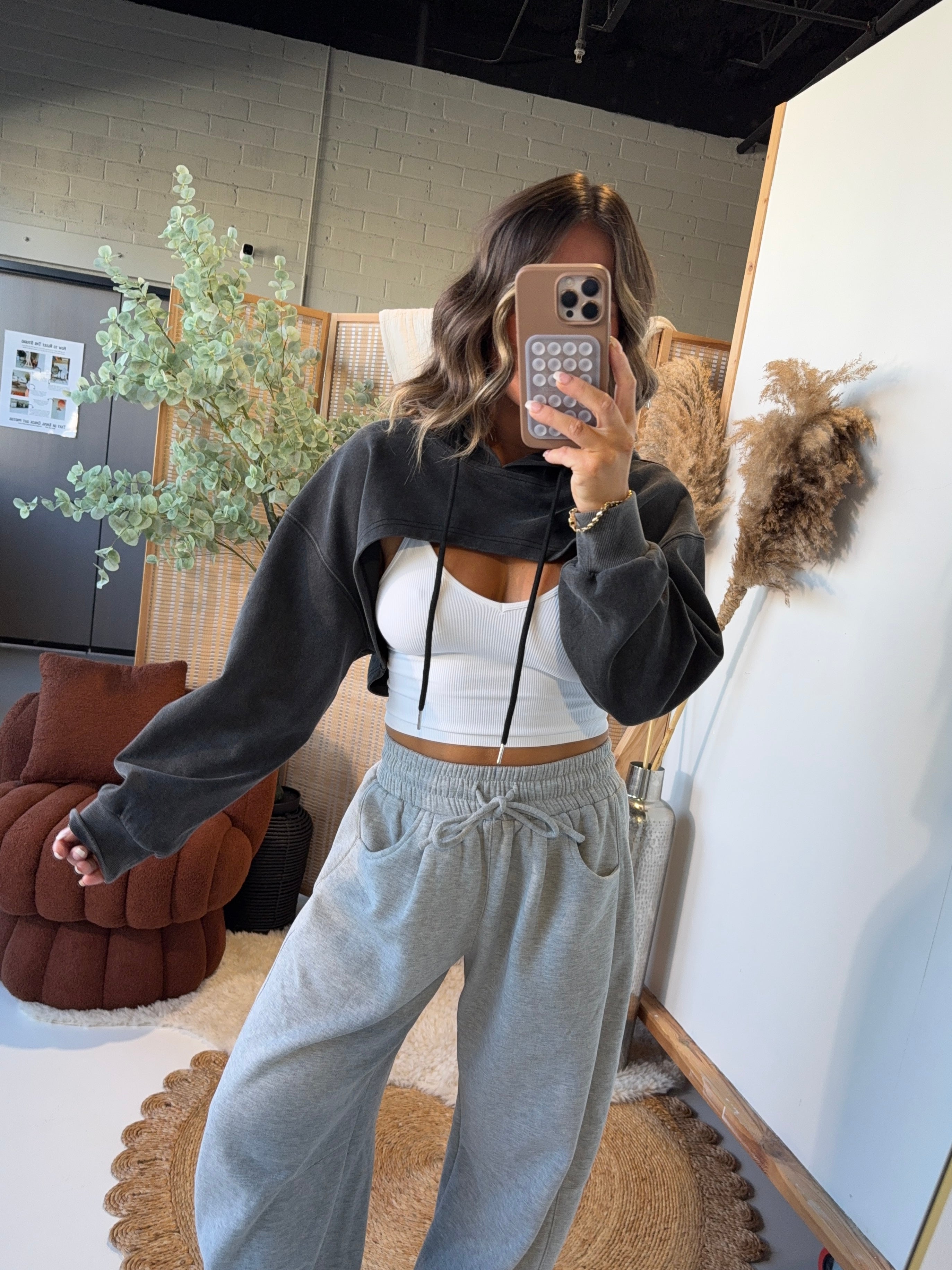 Day Dreaming Bolero Top Dark Grey