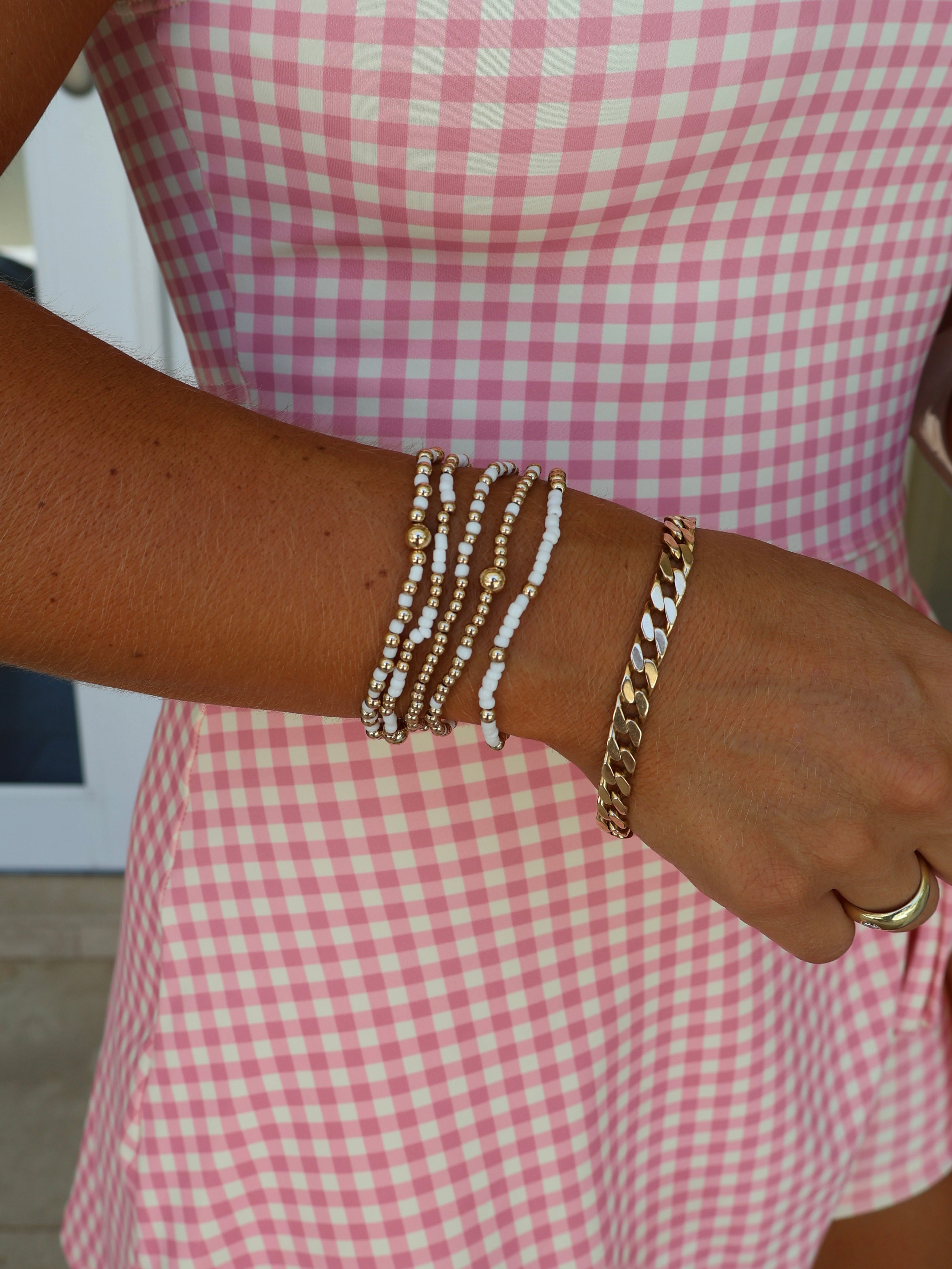 Nyla Beaded Bracelet Set Off White