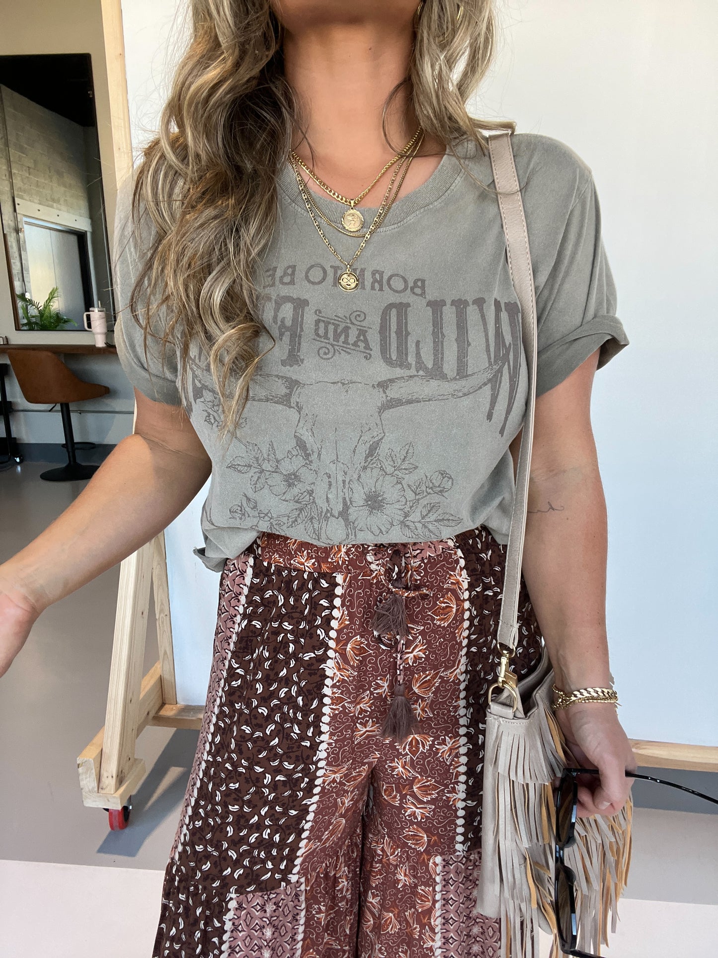 Born To Be Wild And Free Tee Mocha