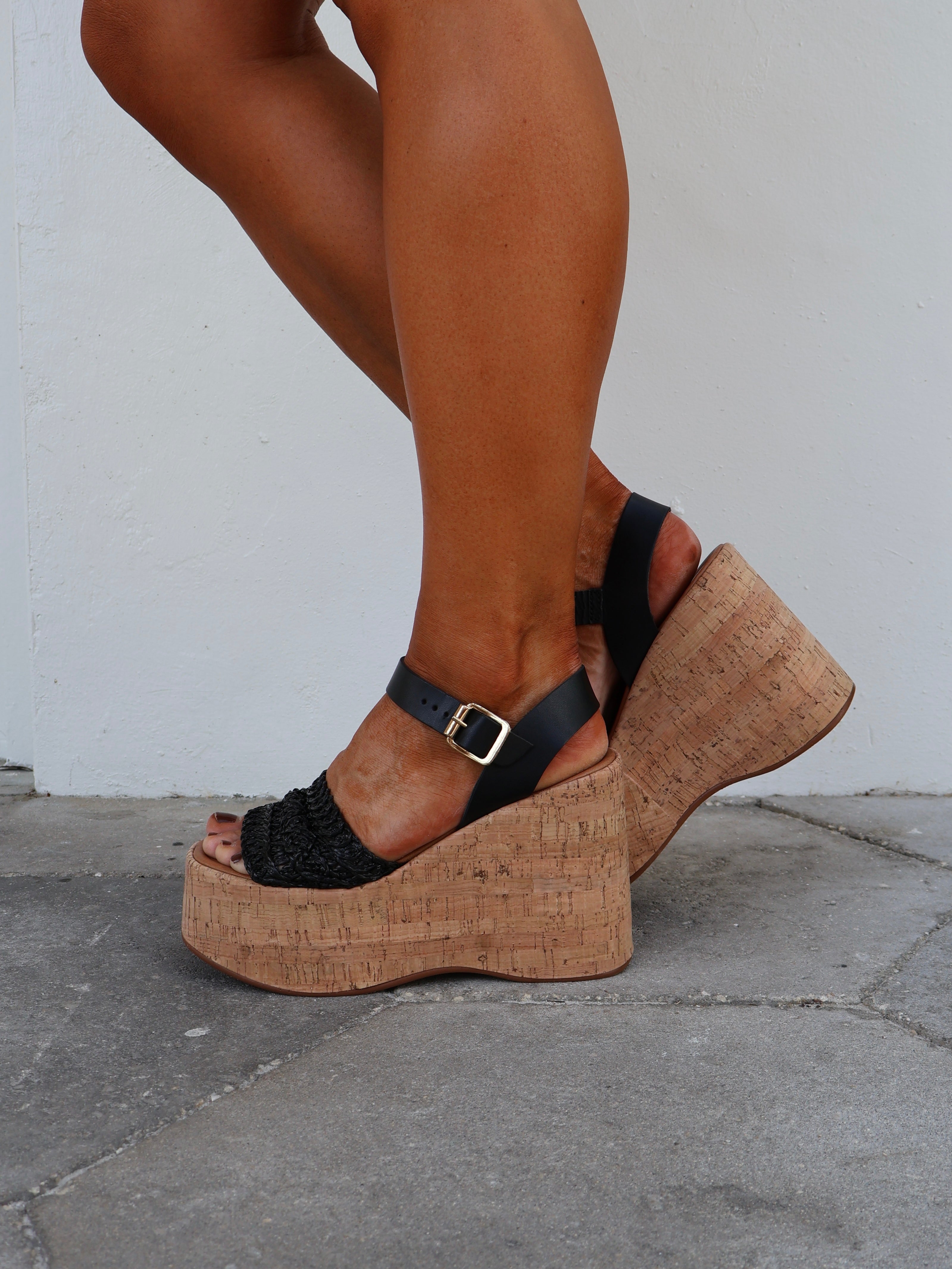 Willow Wedges Cork Natural/Black