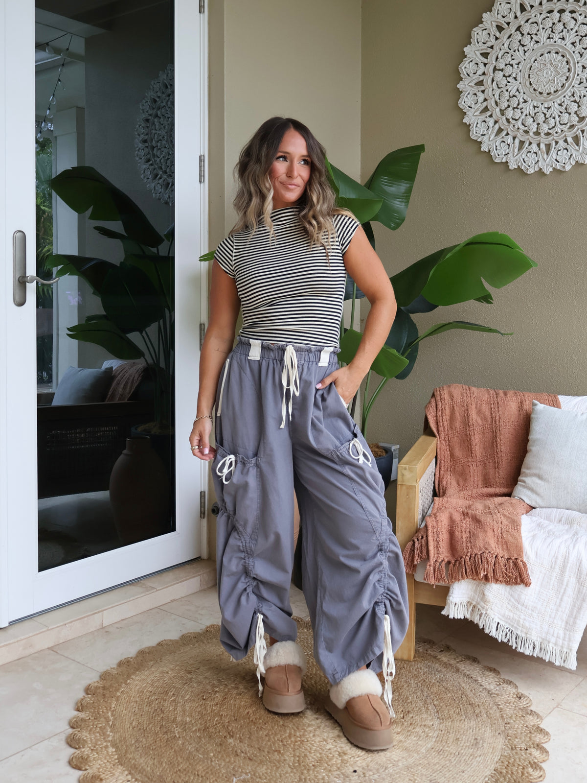 Field Goal Boho Joggers Blue Grey