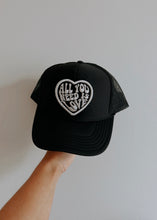 Load image into Gallery viewer, ALL YOU NEED IS LOVE TRUCKER HAT BLACK
