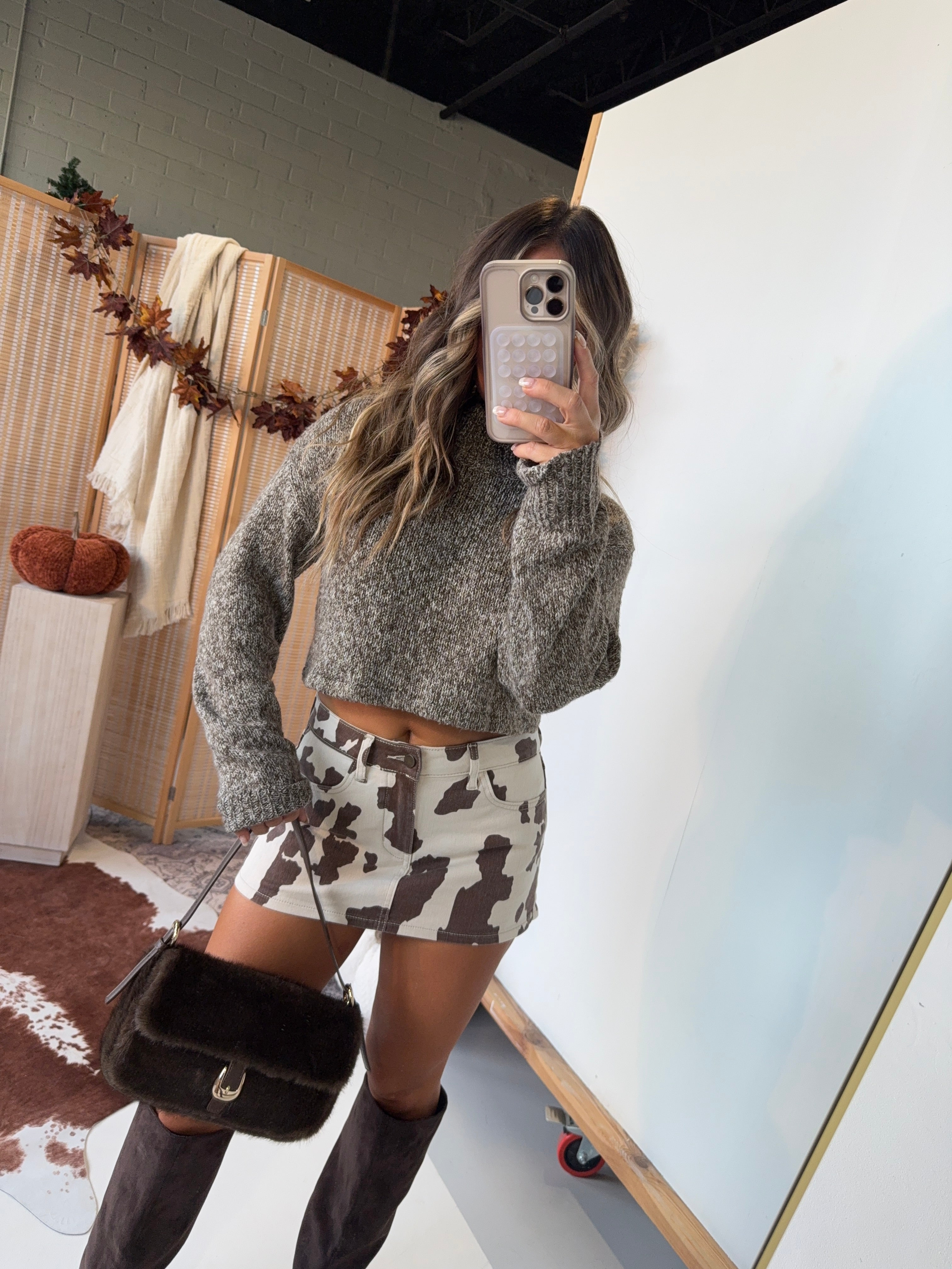 Cow Bells Mini Skort Brown/Cream