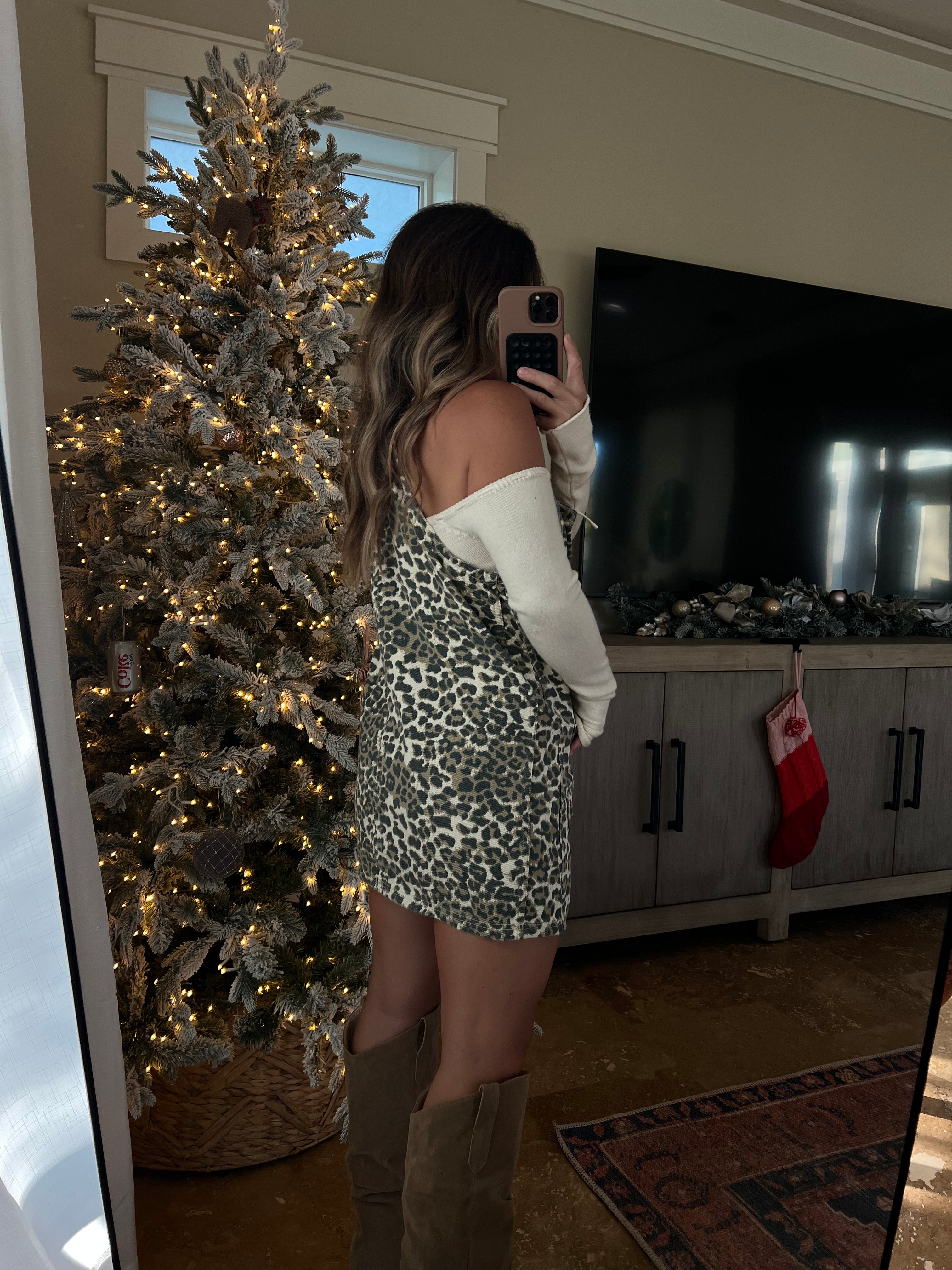 Brunch Babe Overall Mini Dress Leopard