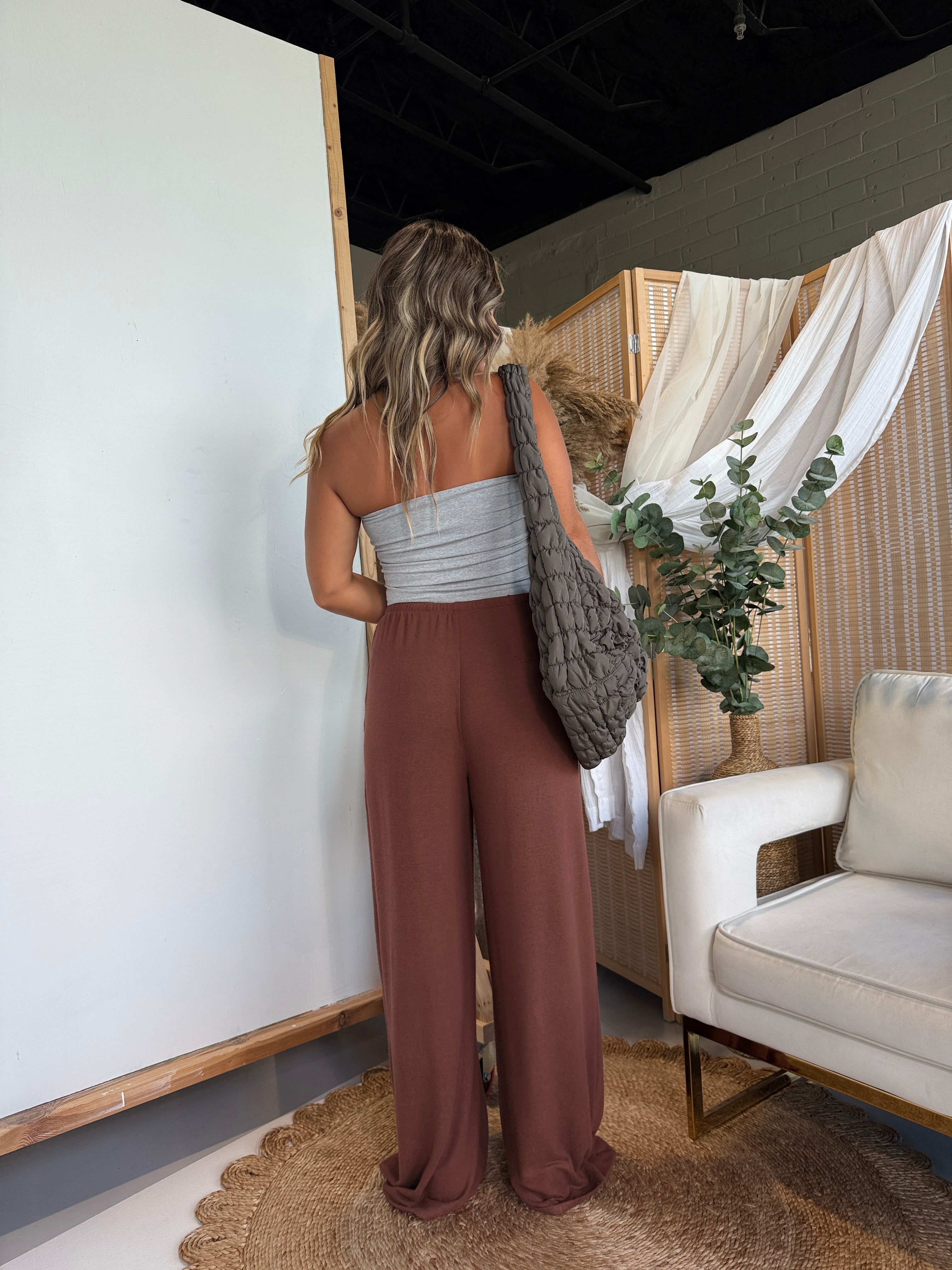 Cloud Nine Lounge Knit Pants Chestnut