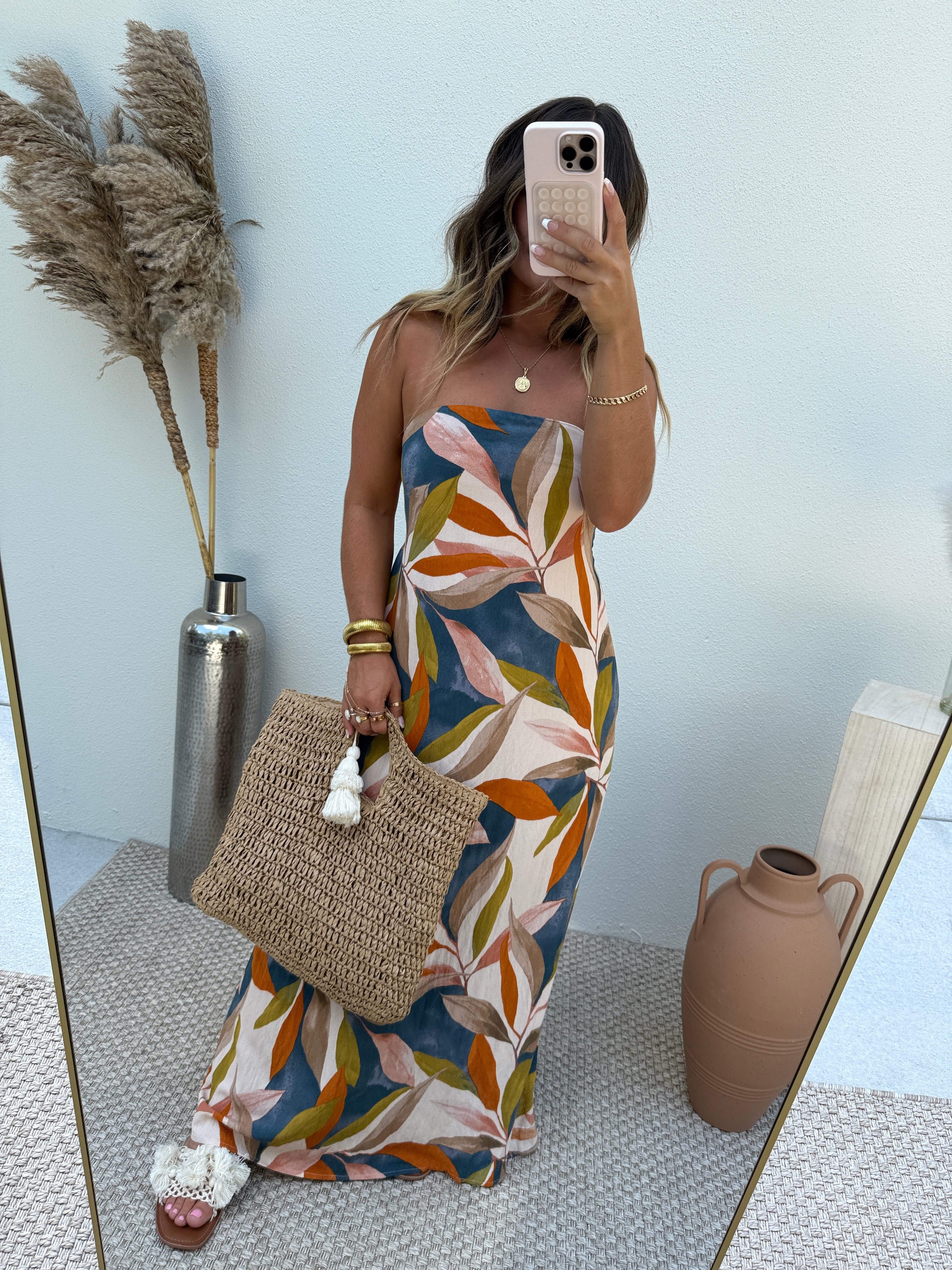 Persimmon Strapless Mumu Maxi Dress Multi