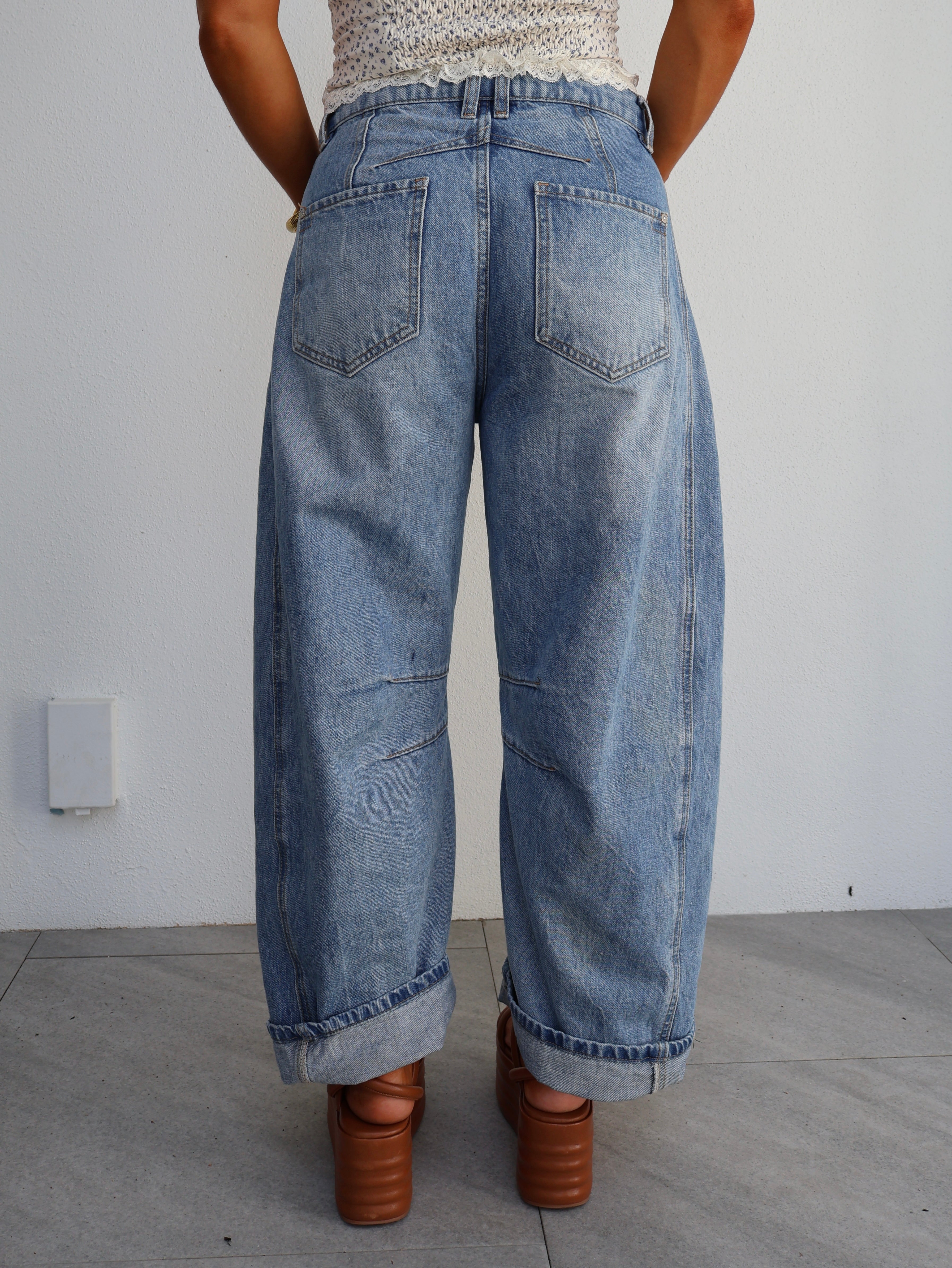 Gracie Barrel Mineral Washed Denim Jeans