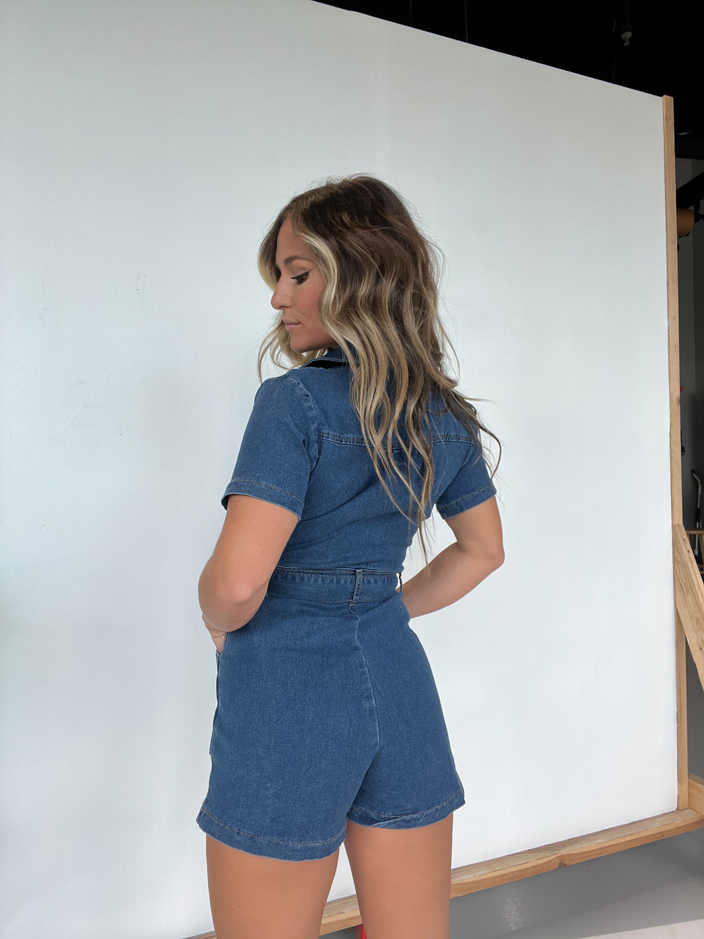 Blaire Buckled Denim Romper