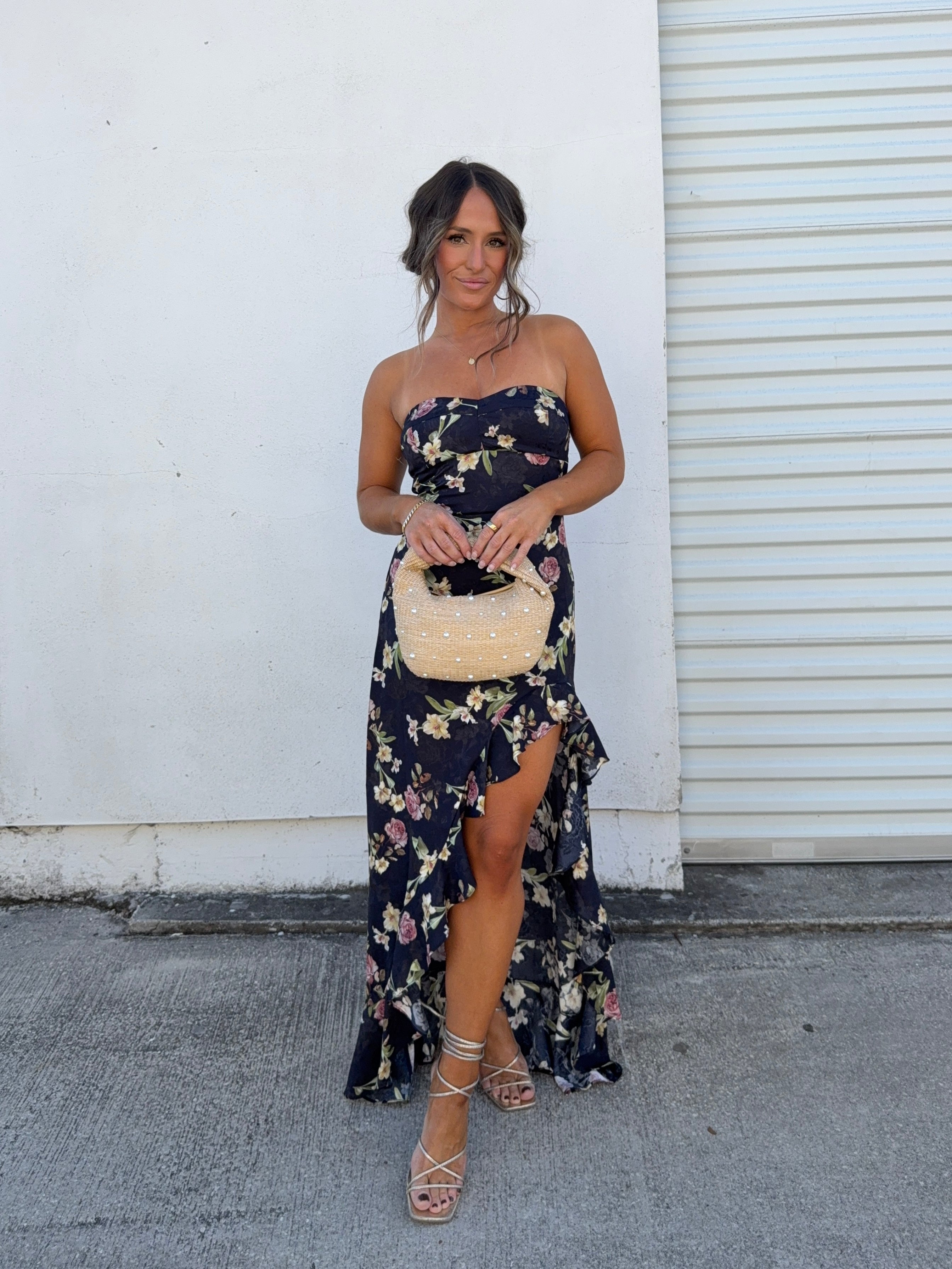 Delicate Timing Floral Maxi Dress Navy