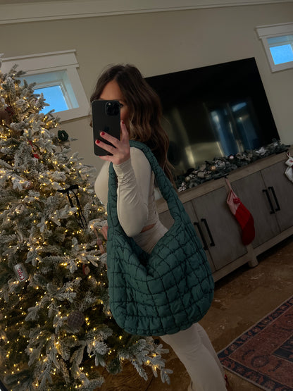 Kate Puffer Messenger Bag Dark Green