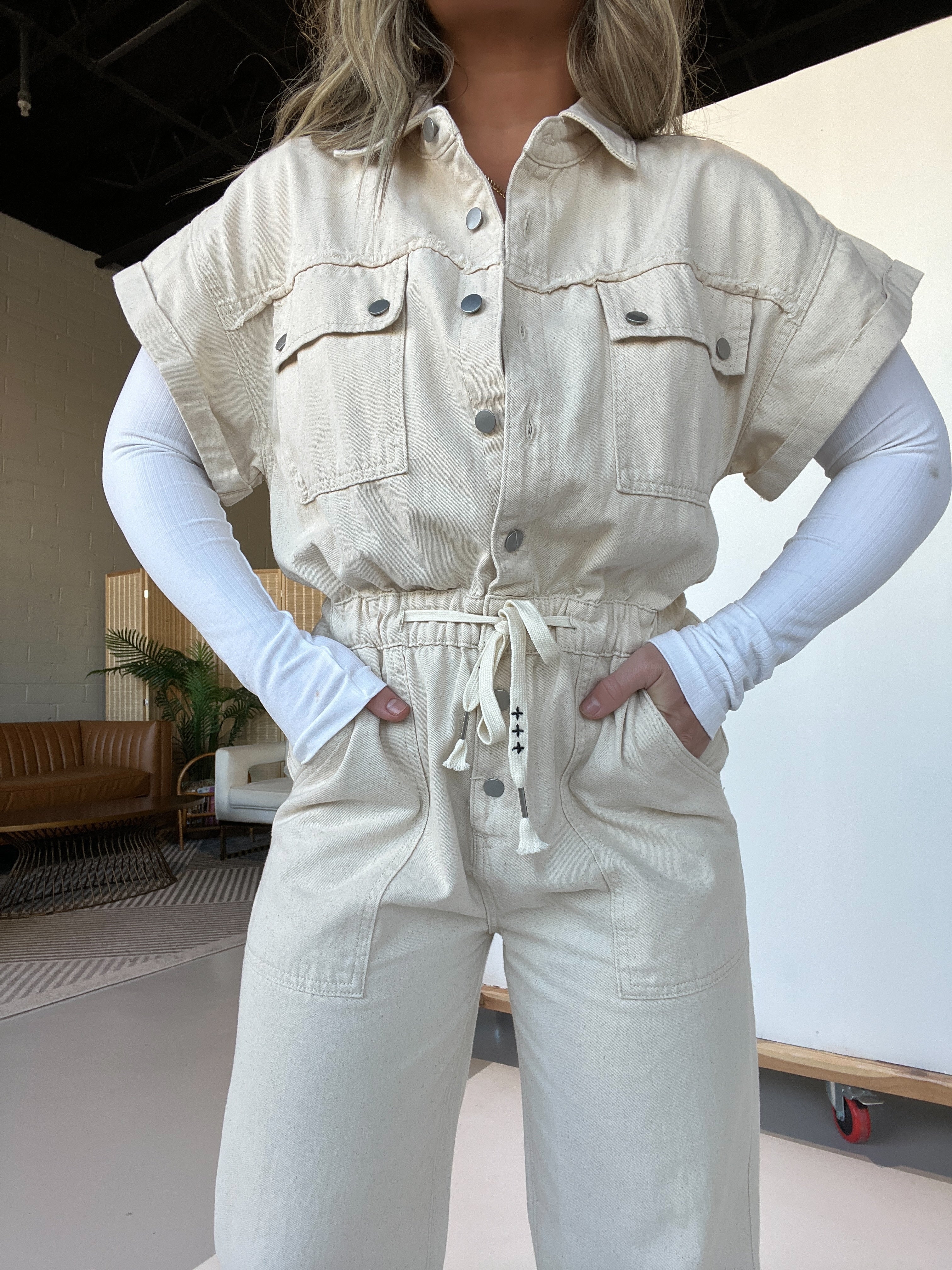 Longing Needs Utility Jumpsuit Oatmeal