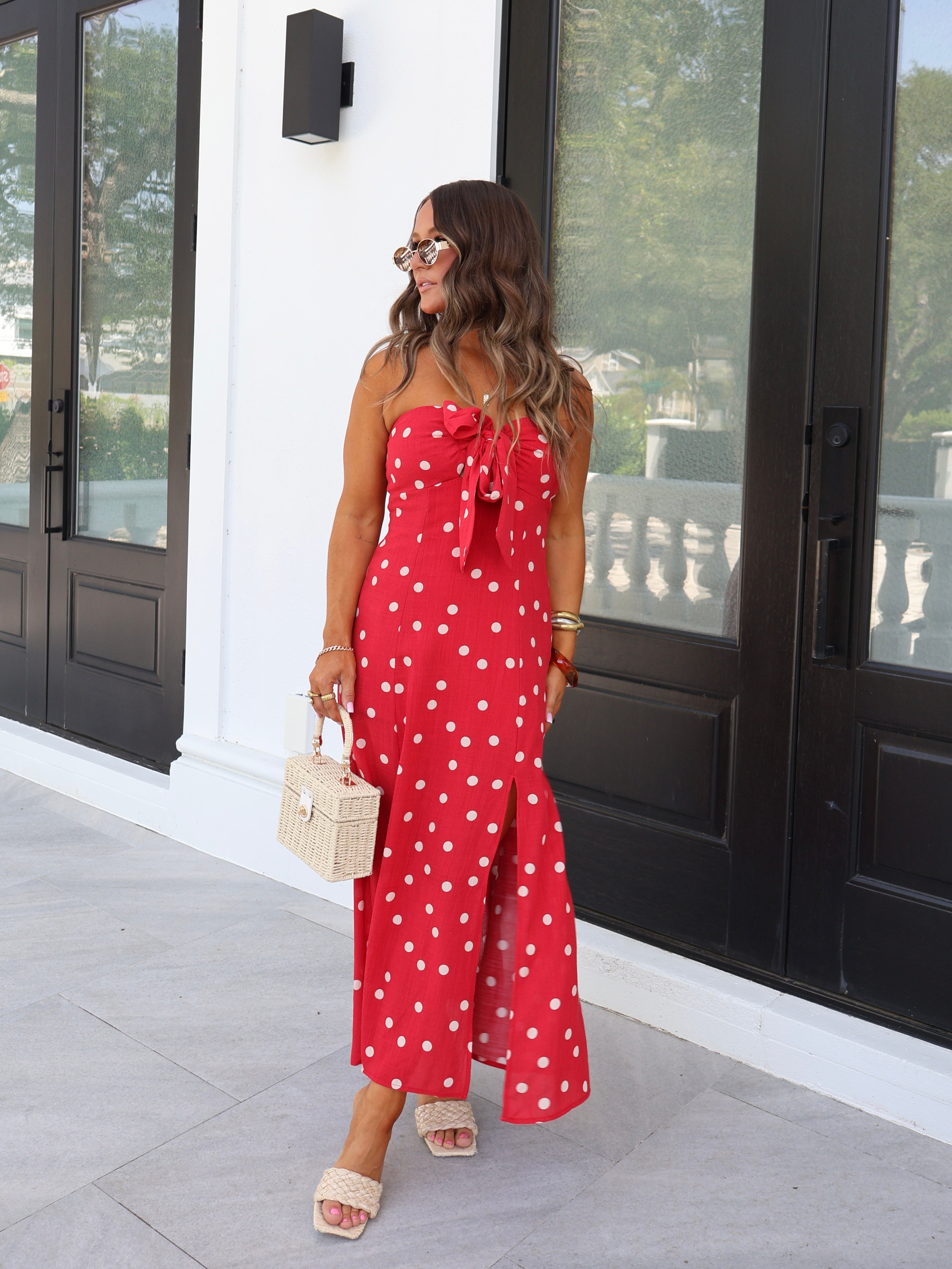 Cherry Sugar Midi Dress Red/Cream