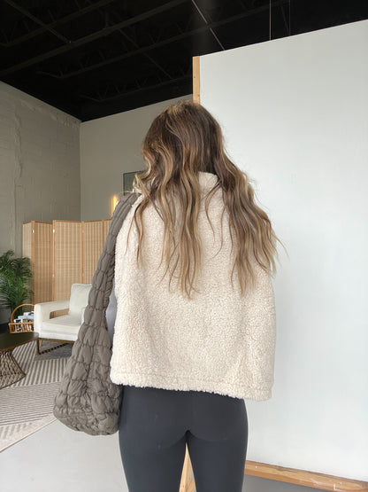 Cozy Up Half Zip Sherpa Vest Cream